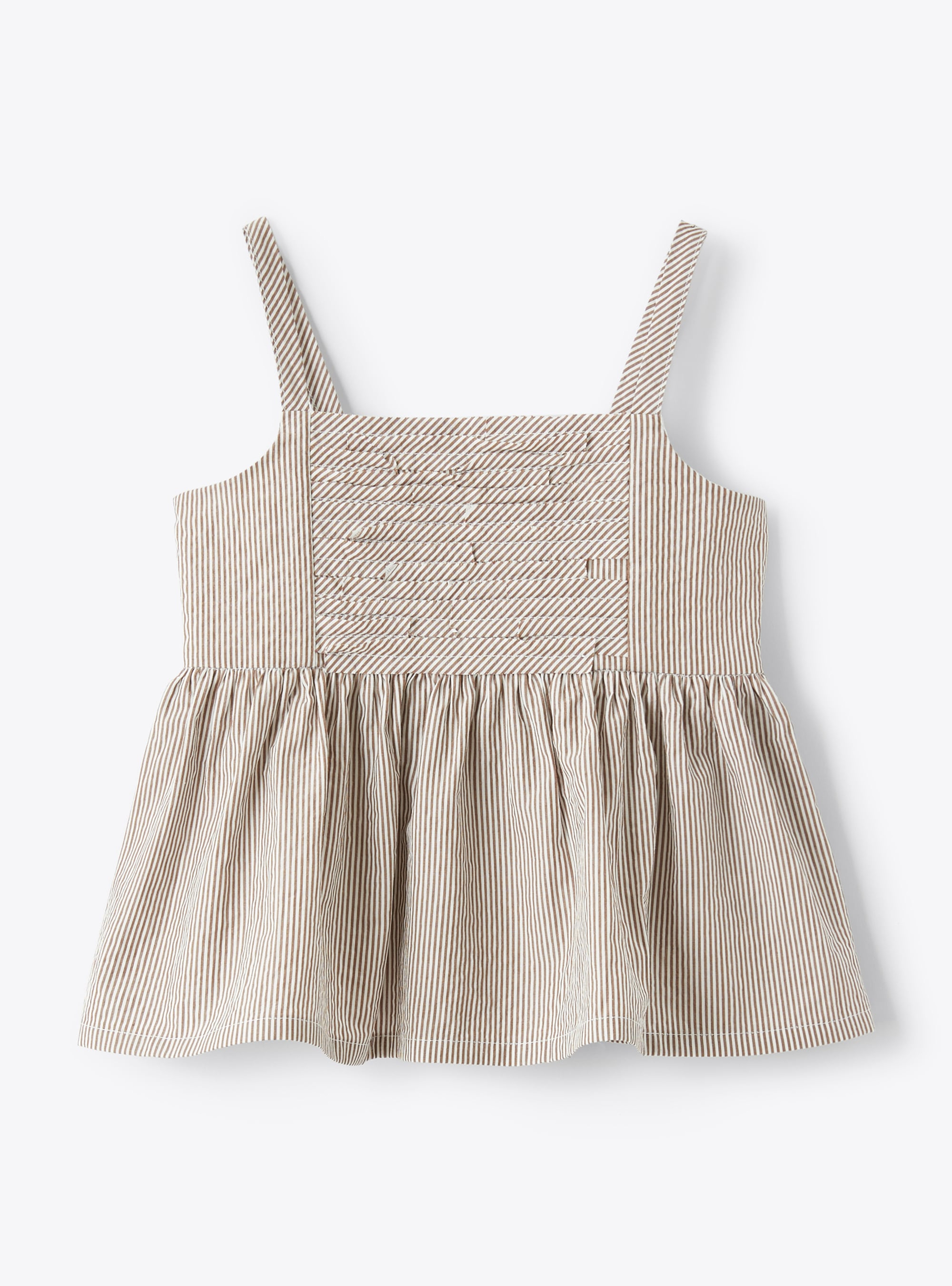 Top with shoulder straps in striped seersucker - Brown | Il Gufo