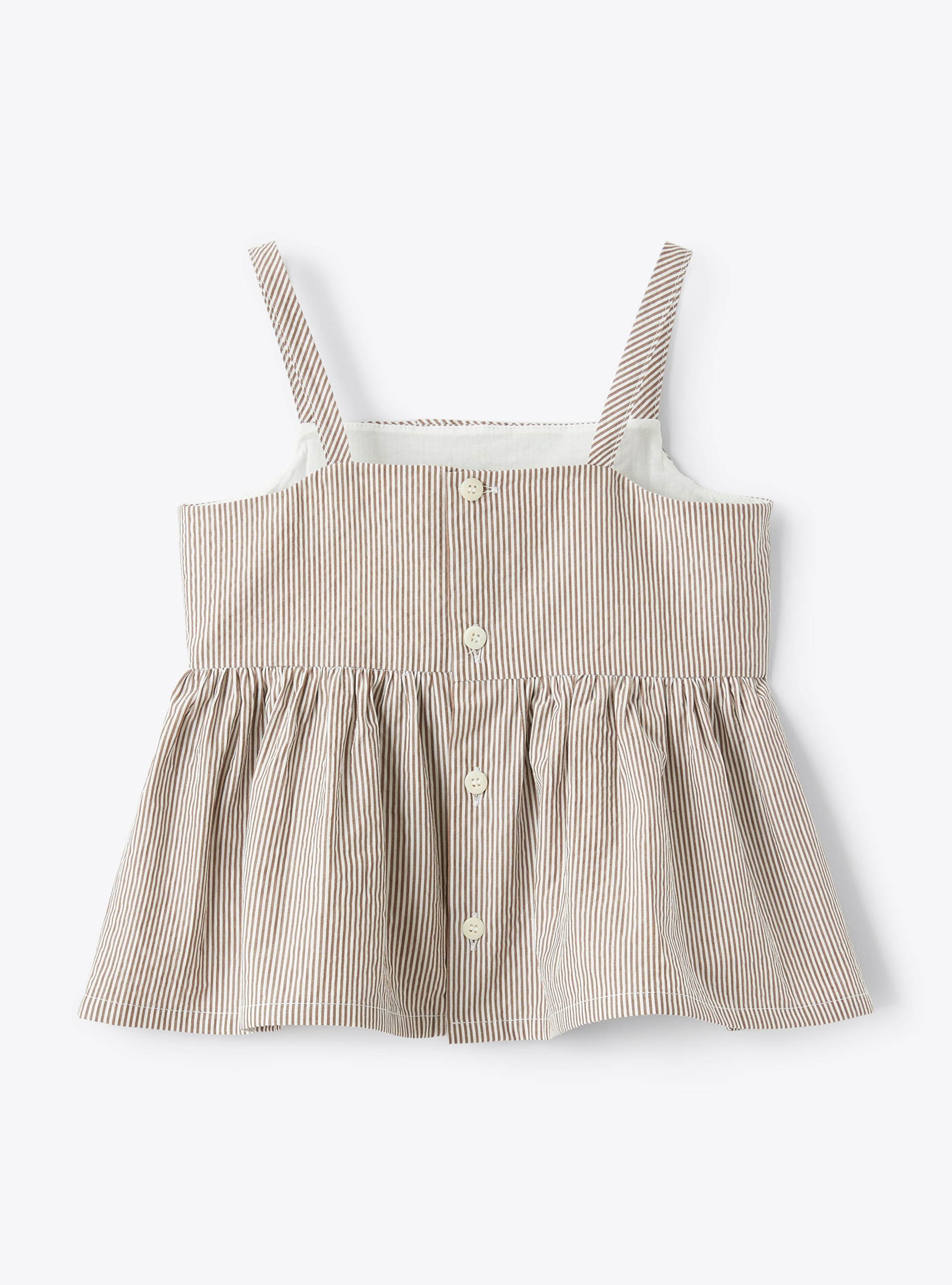 Top with shoulder straps in striped seersucker - Brown | Il Gufo