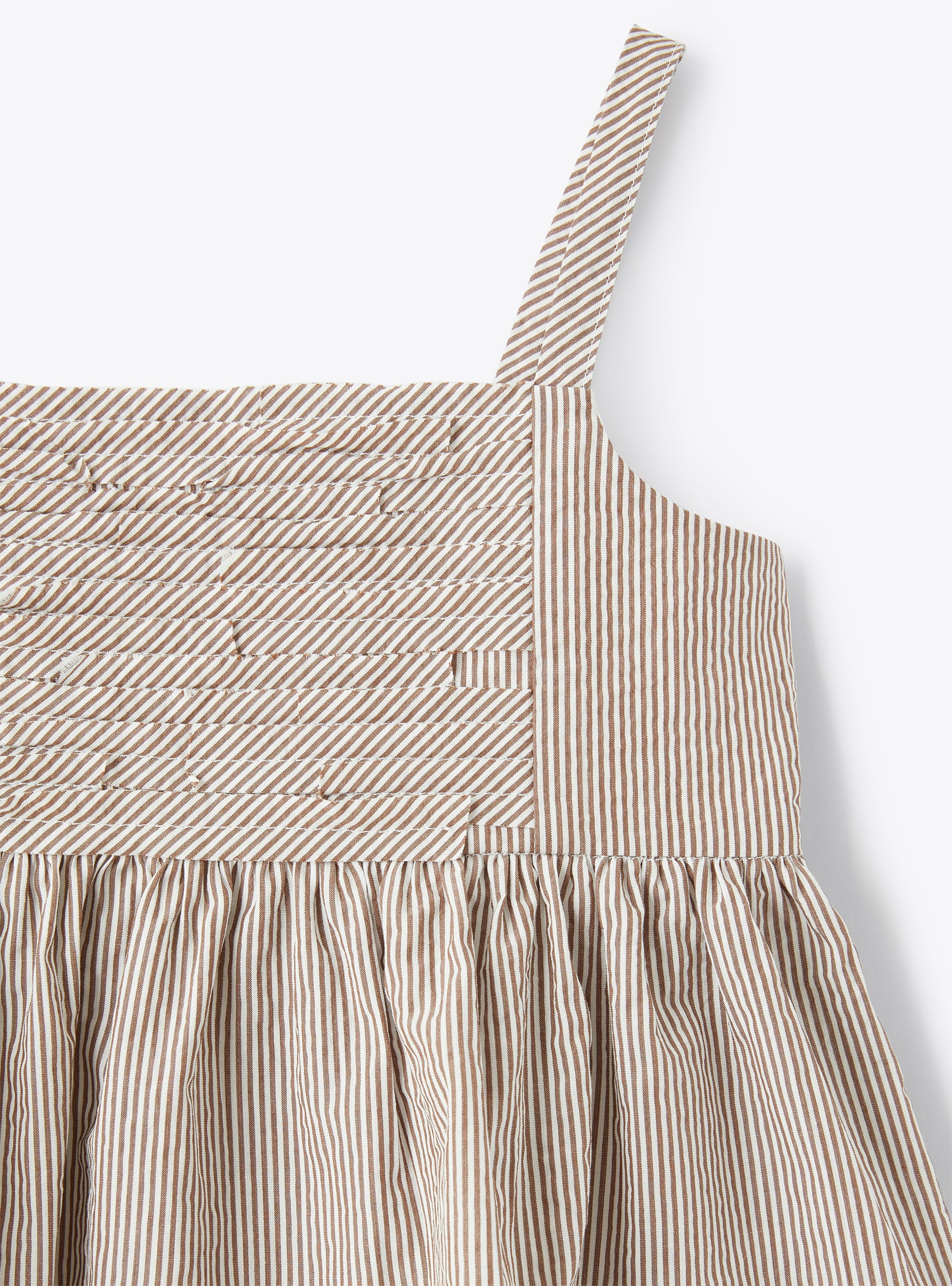 Top with shoulder straps in striped seersucker - Brown | Il Gufo