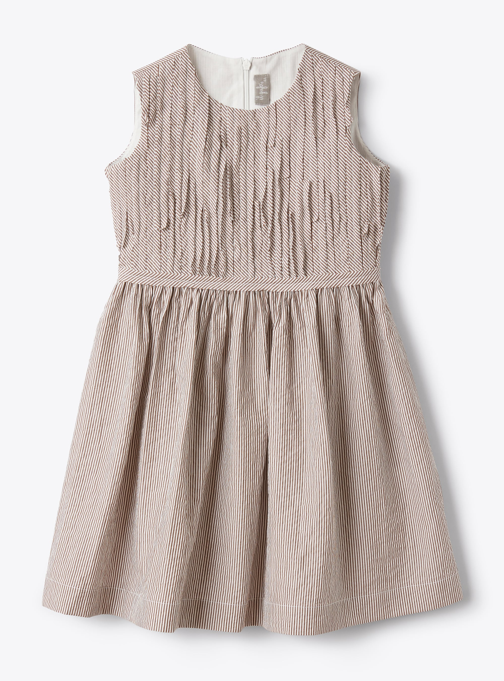 Robe sans manches en seersucker à rayures marron et blanches - Robes - Il Gufo