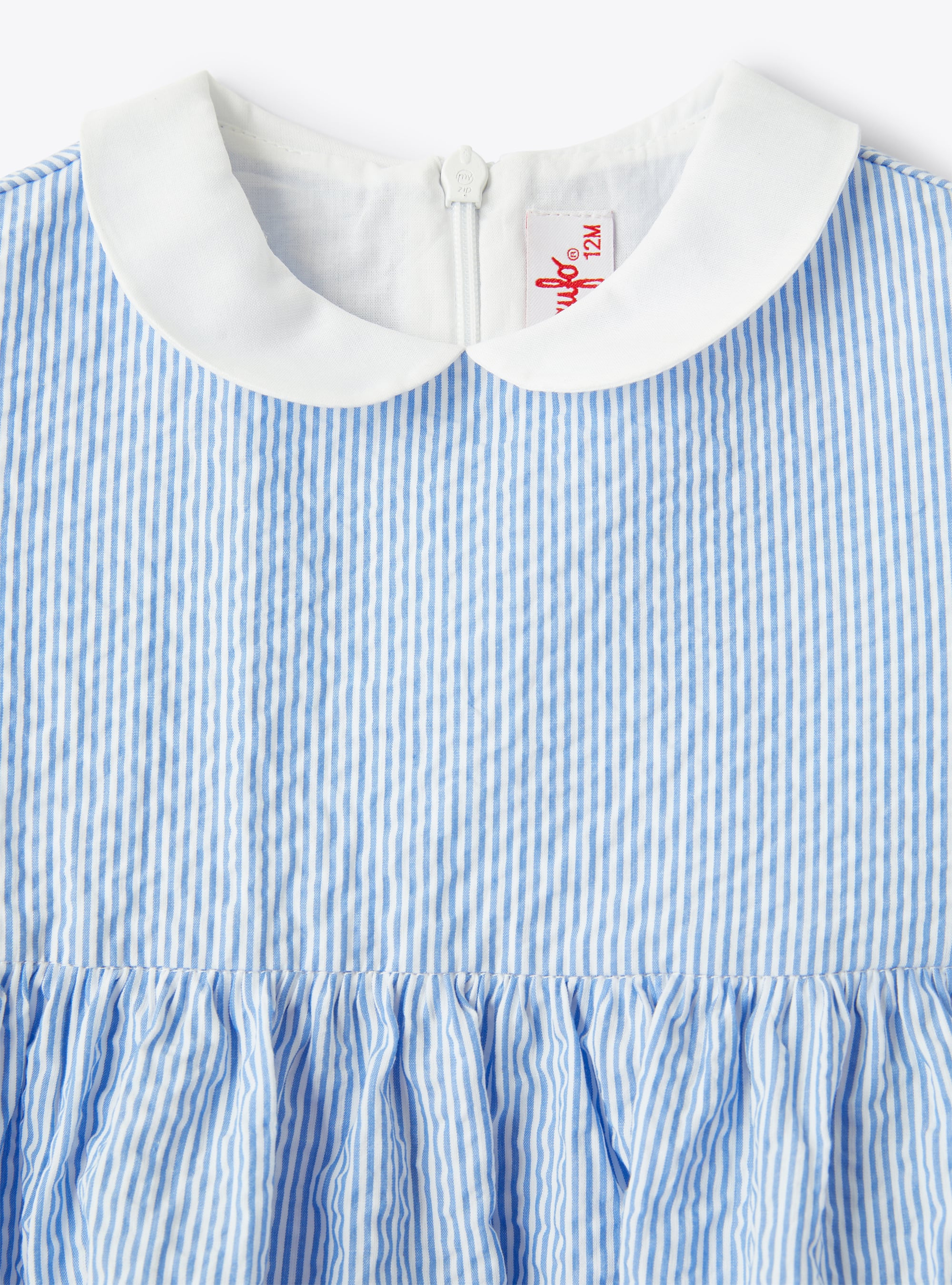 Dress for baby girls in seersucker - Brown | Il Gufo