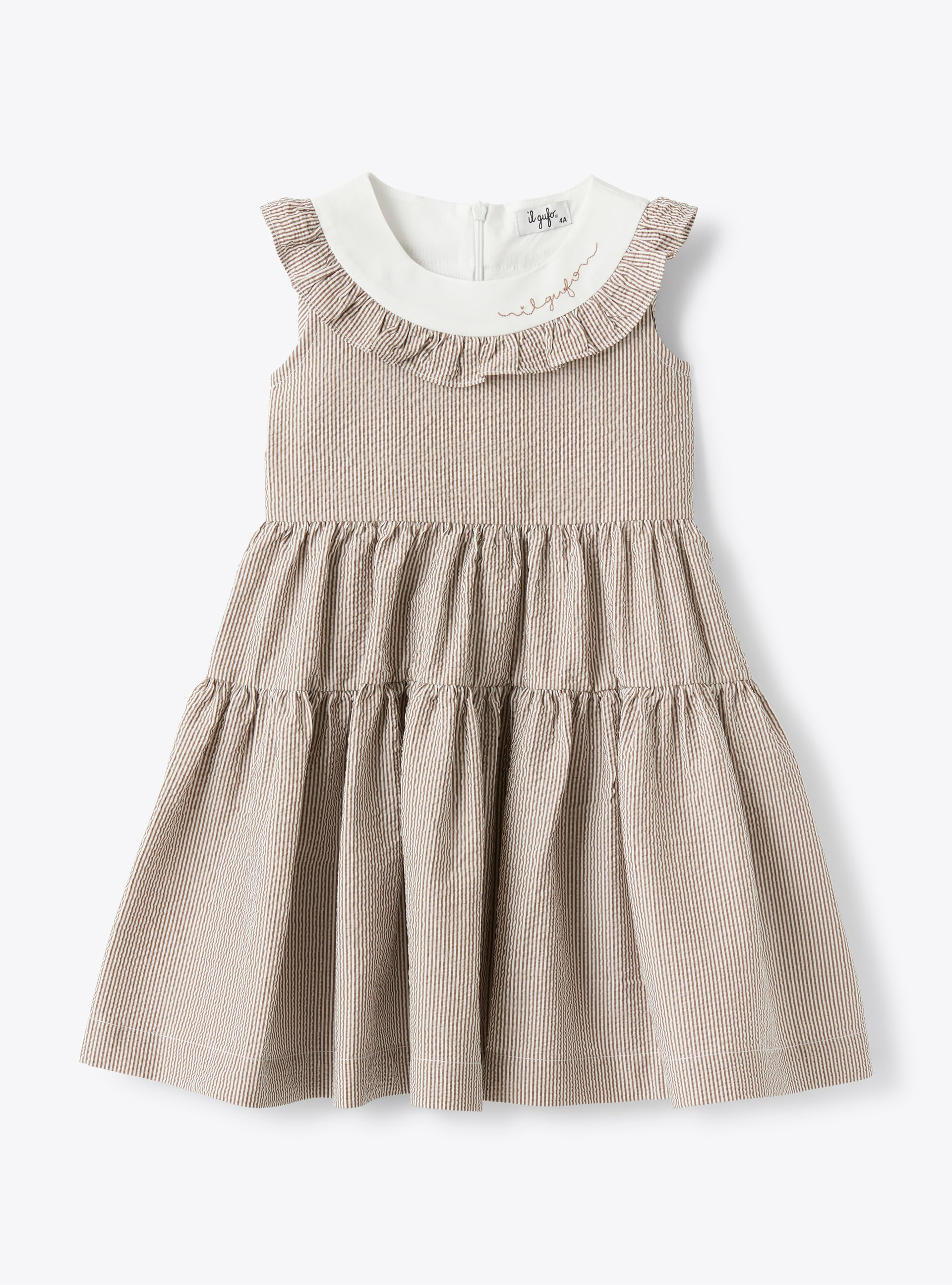 Dress in striped seersucker  - Dresses - Il Gufo