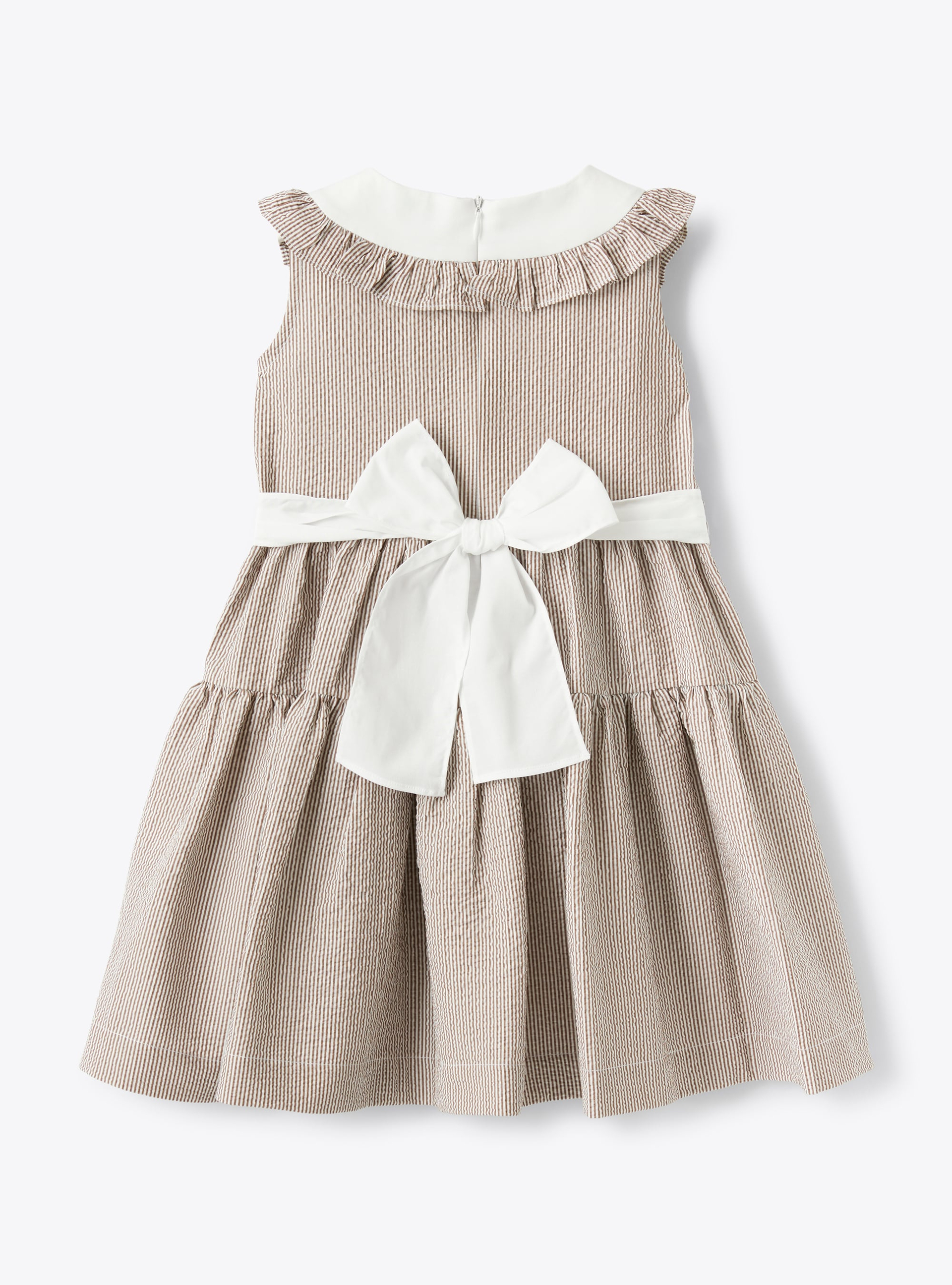 Dress in striped seersucker  - Brown | Il Gufo
