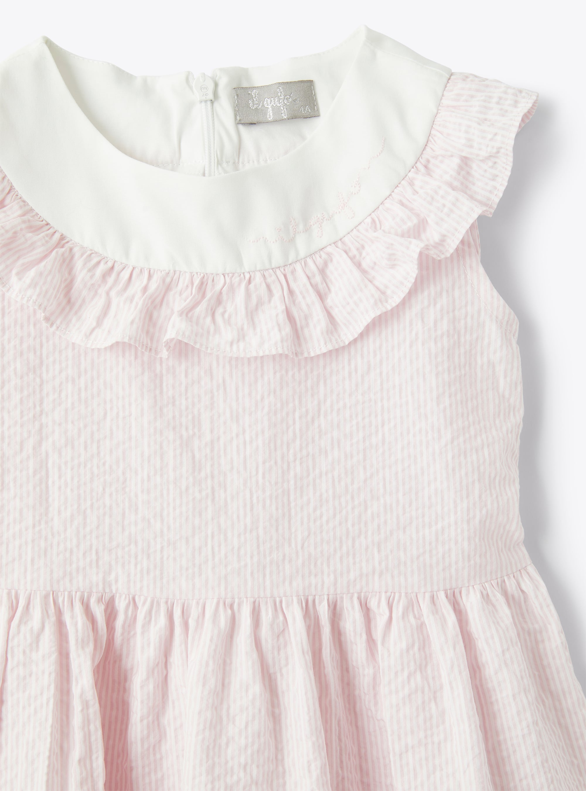Dress in striped seersucker  - Pink | Il Gufo