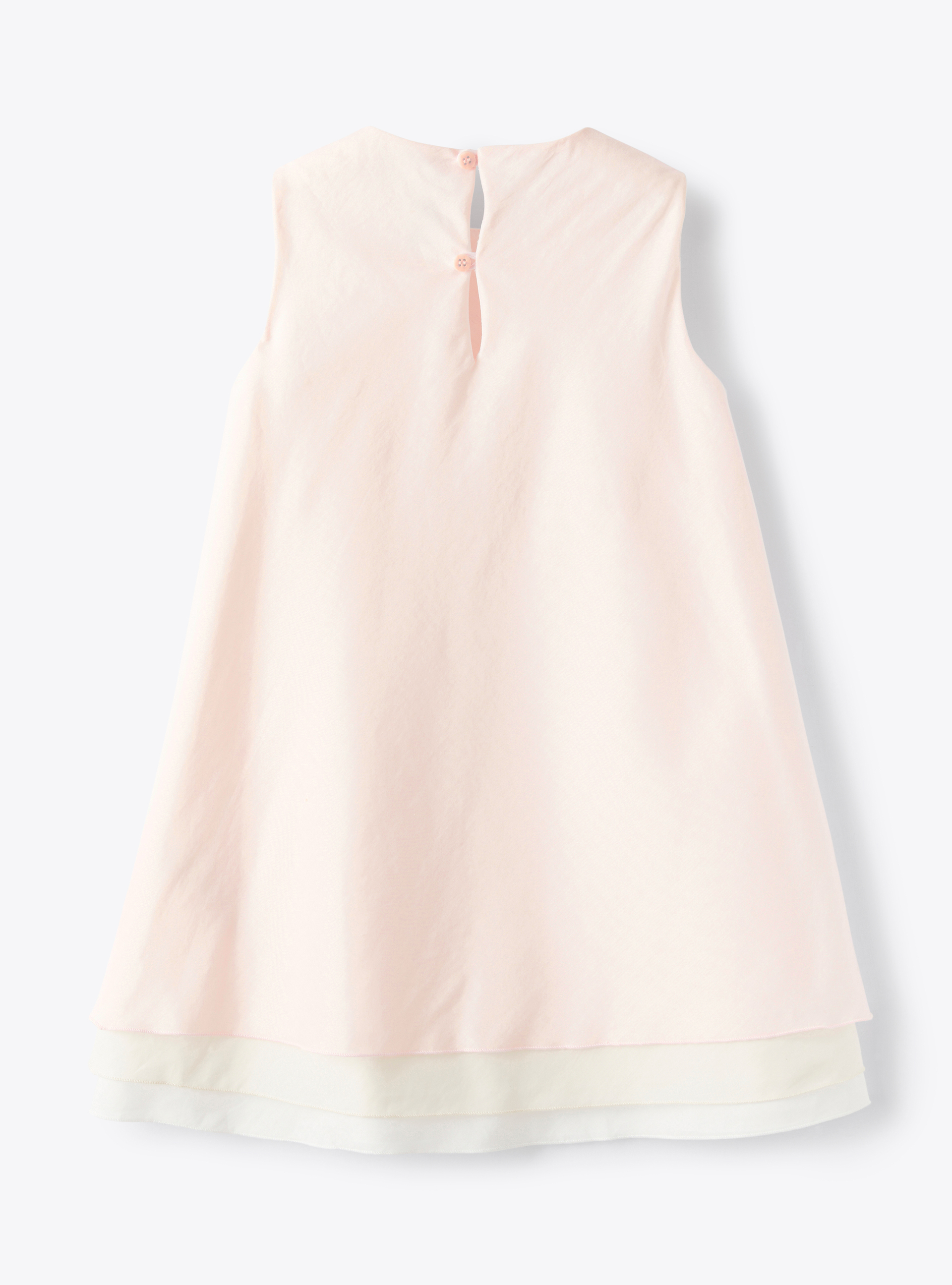 Dress in pearl-pink cotton voile with three tiers - Pink | Il Gufo