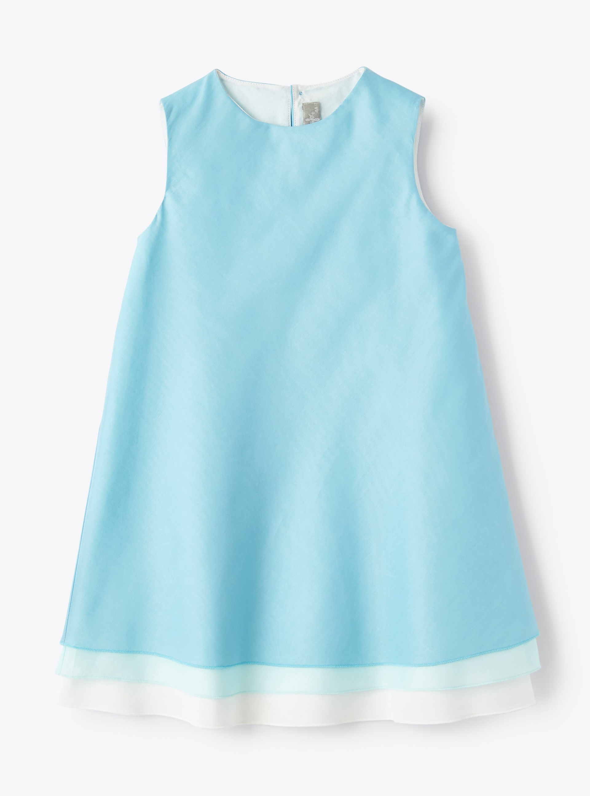 Dress in sky-blue cotton voile with three tiers - Dresses - Il Gufo