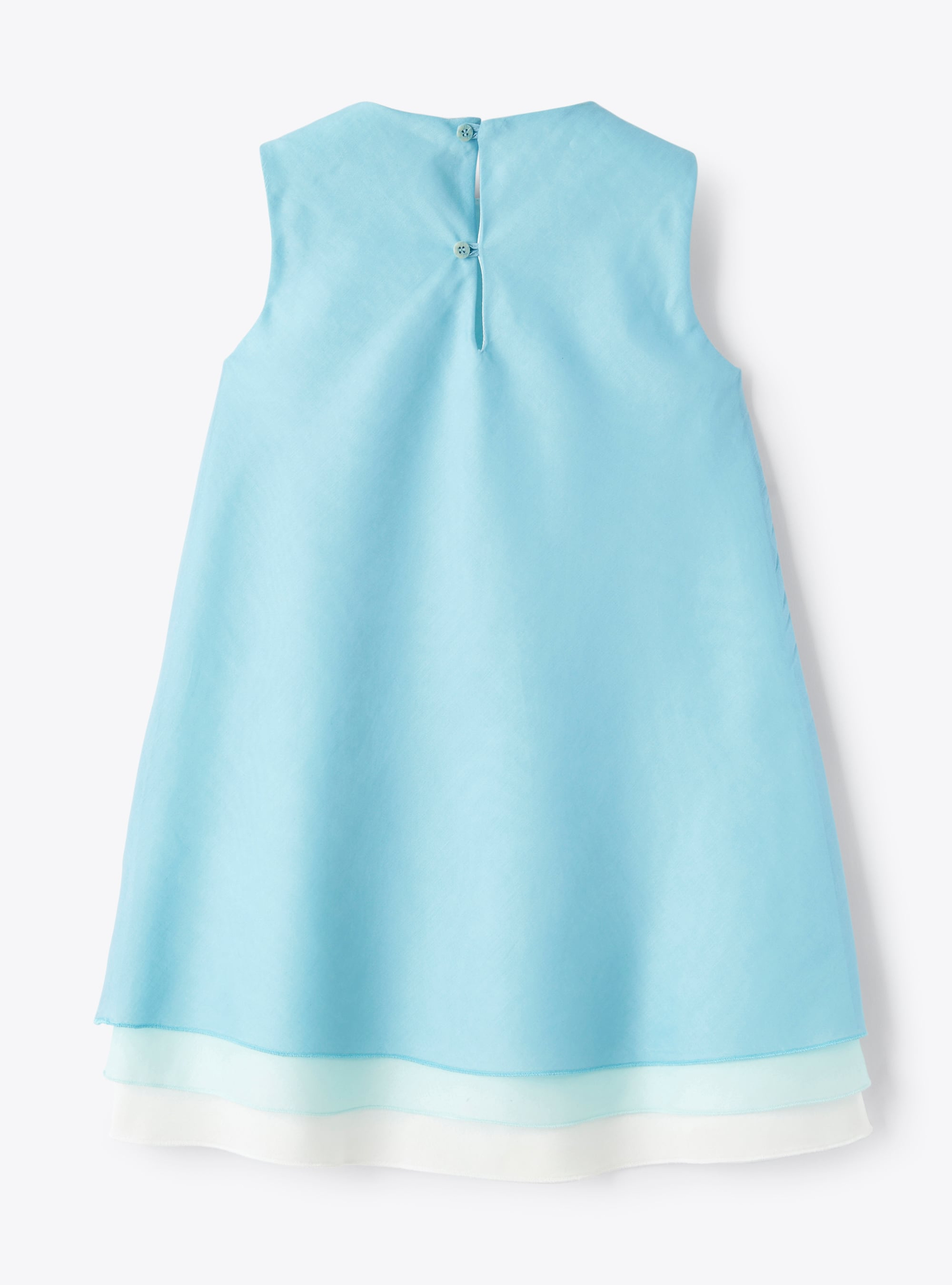 Dress in sky-blue cotton voile with three tiers - Light blue | Il Gufo
