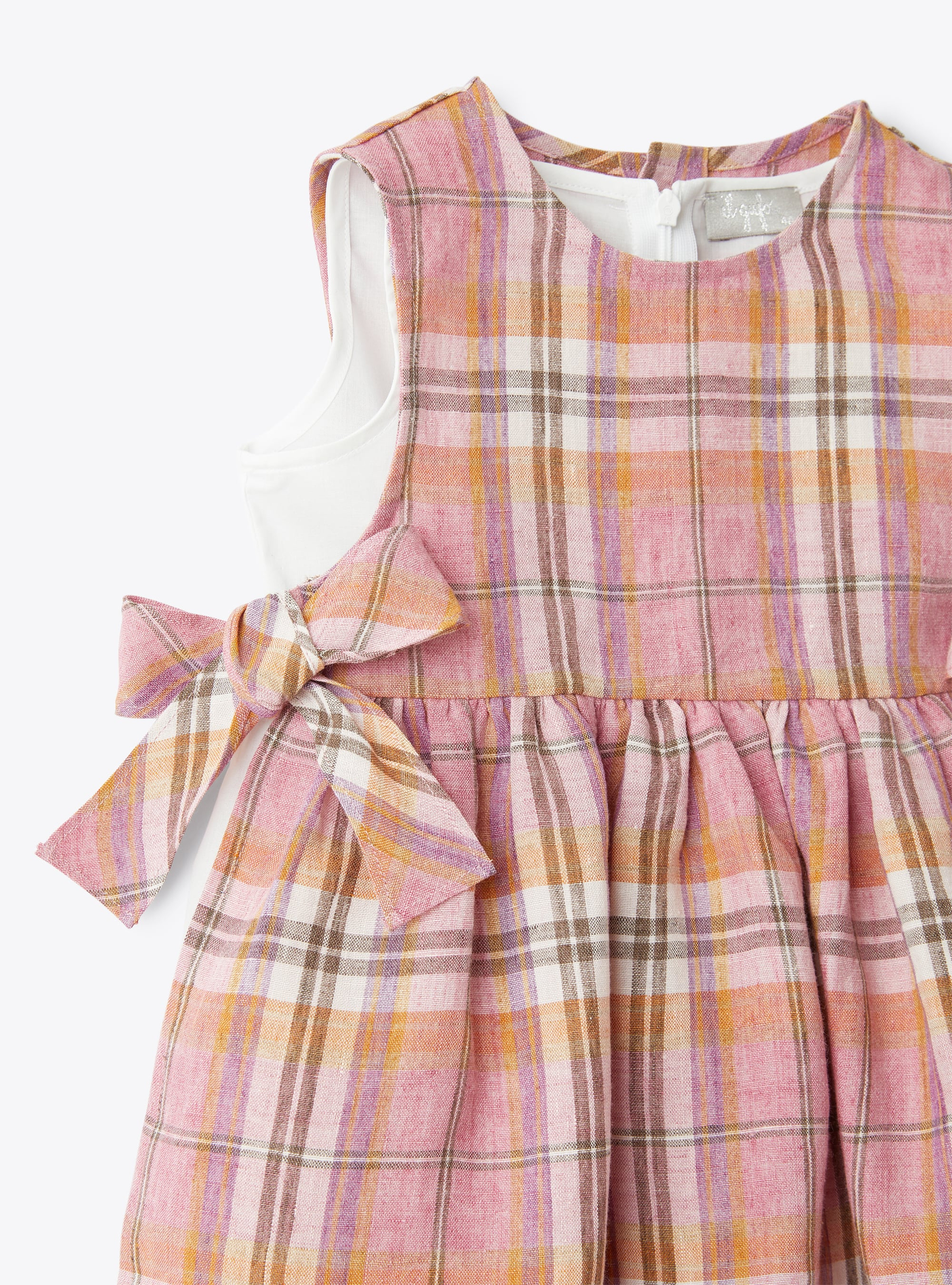 Dress in Madras-checked linen | Il Gufo
