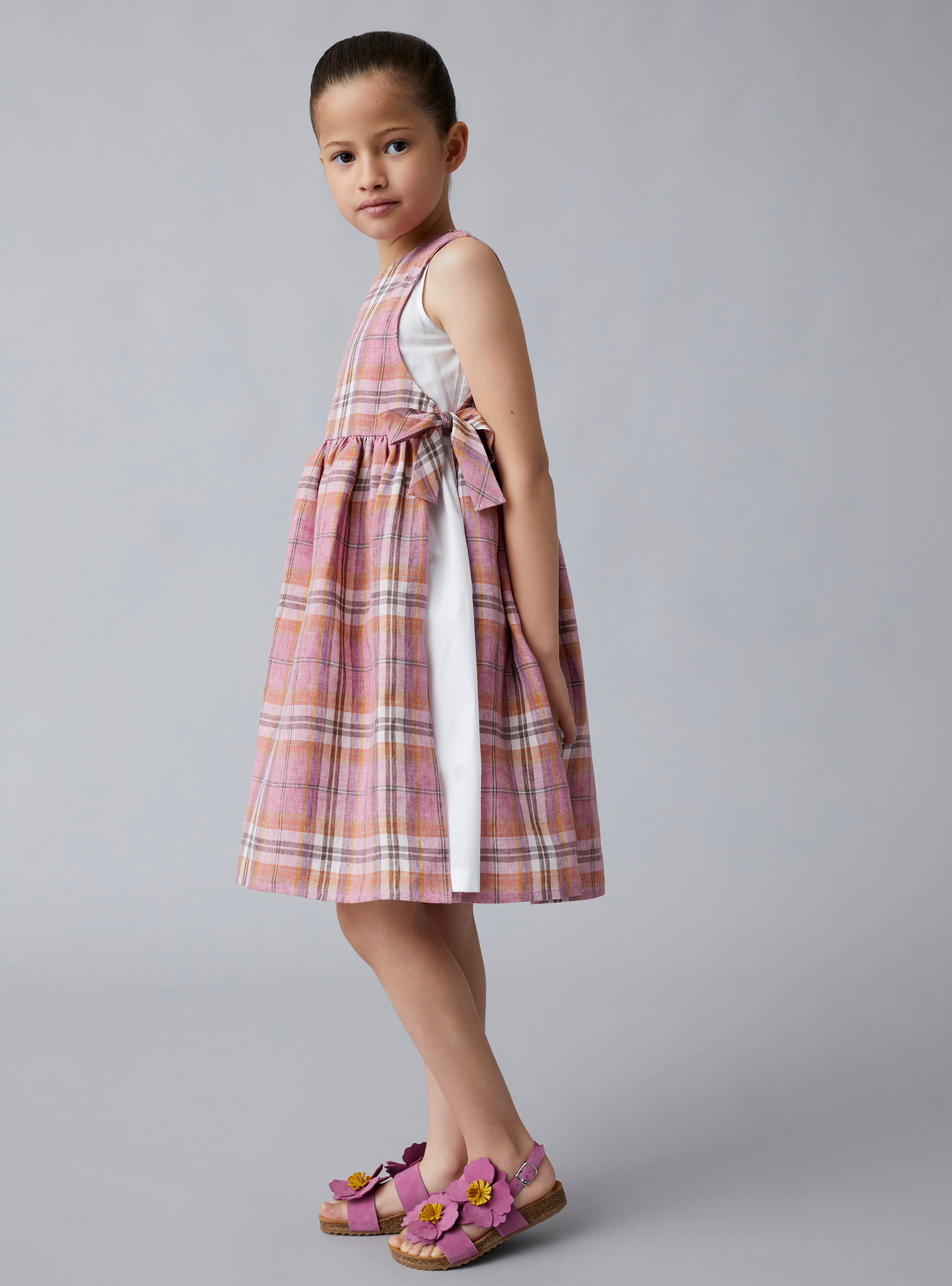 Dress in Madras-checked linen | Il Gufo