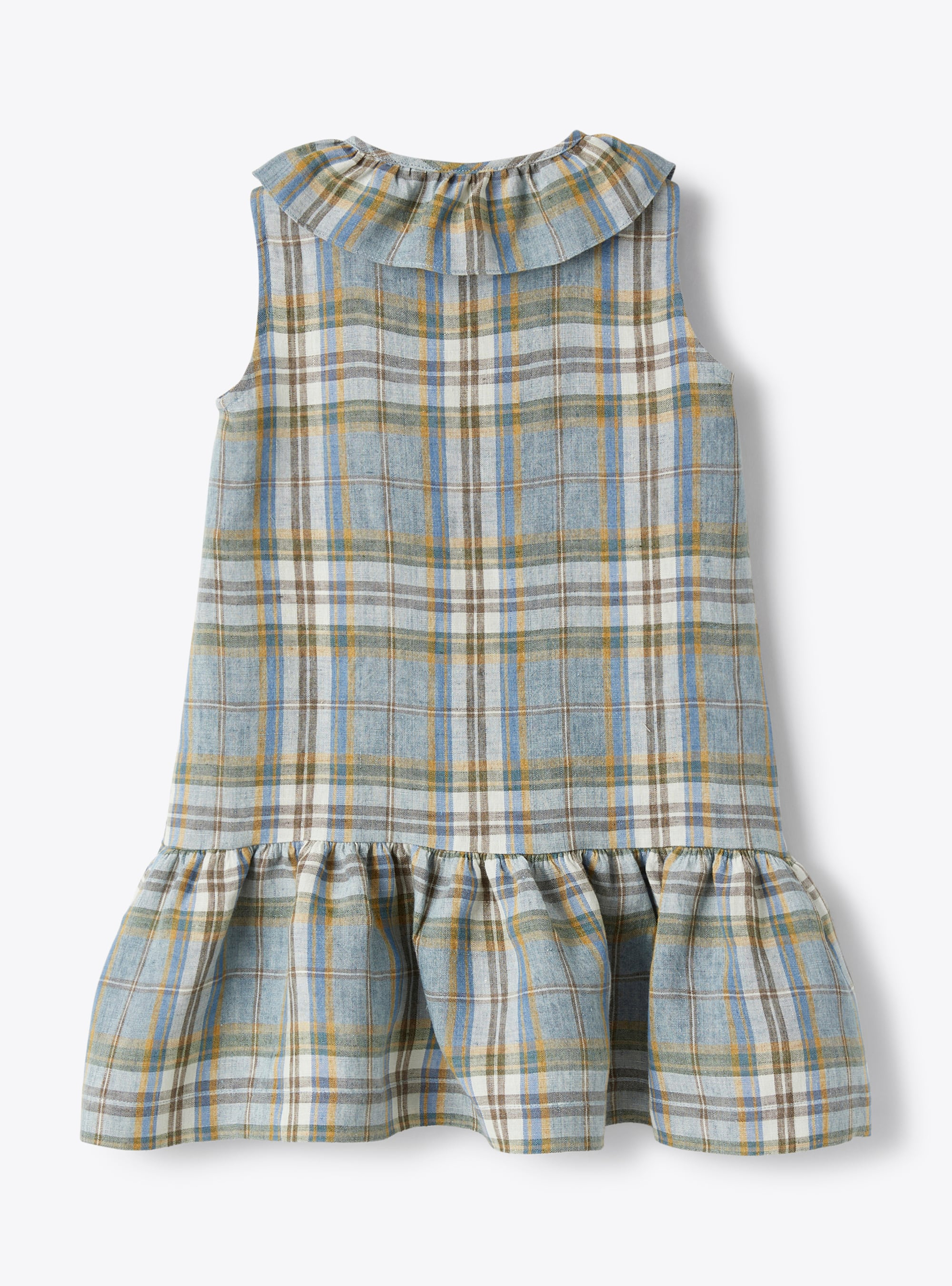 Dress in Madras-checked linen - Beige | Il Gufo
