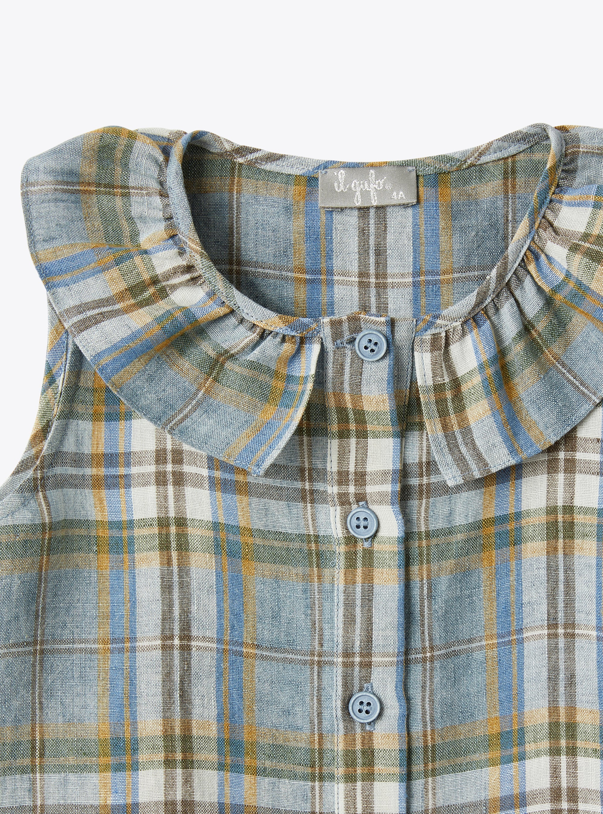 Dress in Madras-checked linen - Beige | Il Gufo