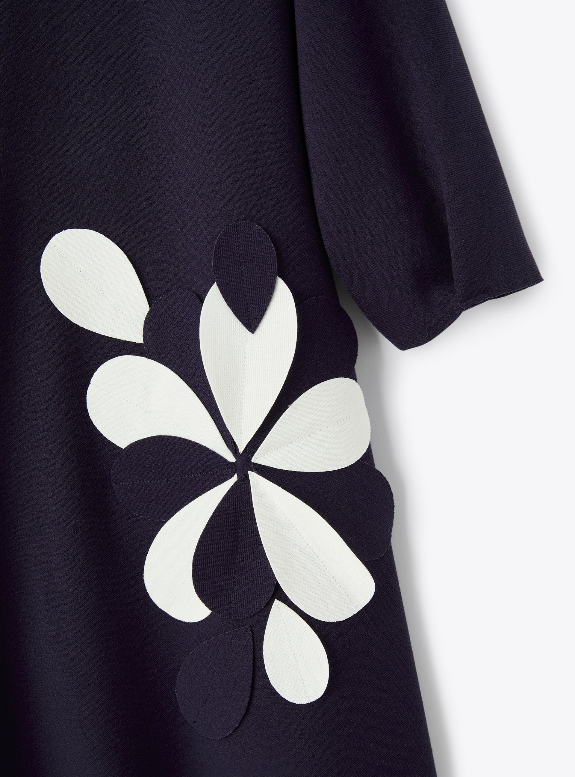 Vestito in punto Roma con fiore - Blu | Il Gufo