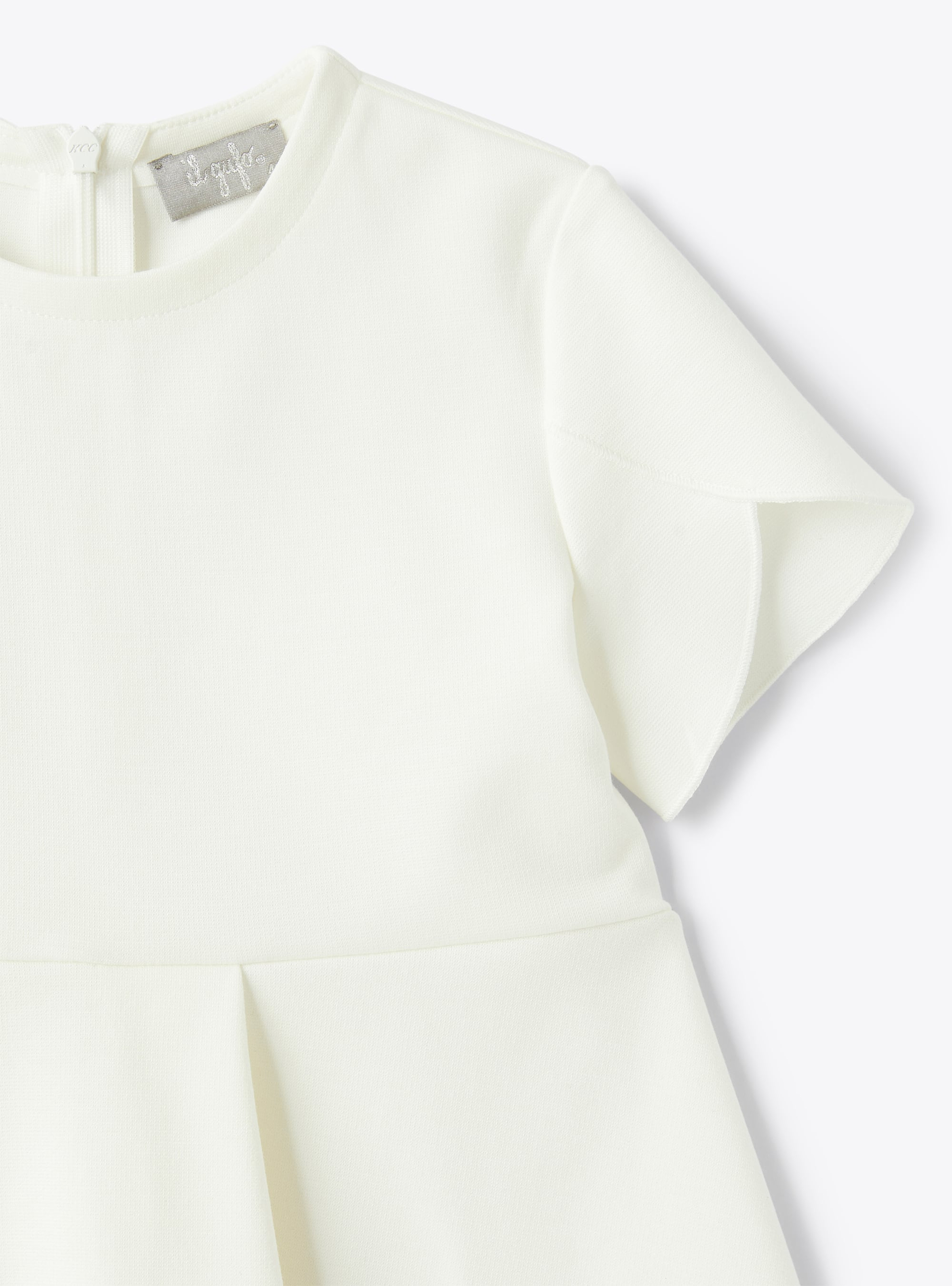 Short-sleeve dress in milky-white Romanite jersey - White | Il Gufo