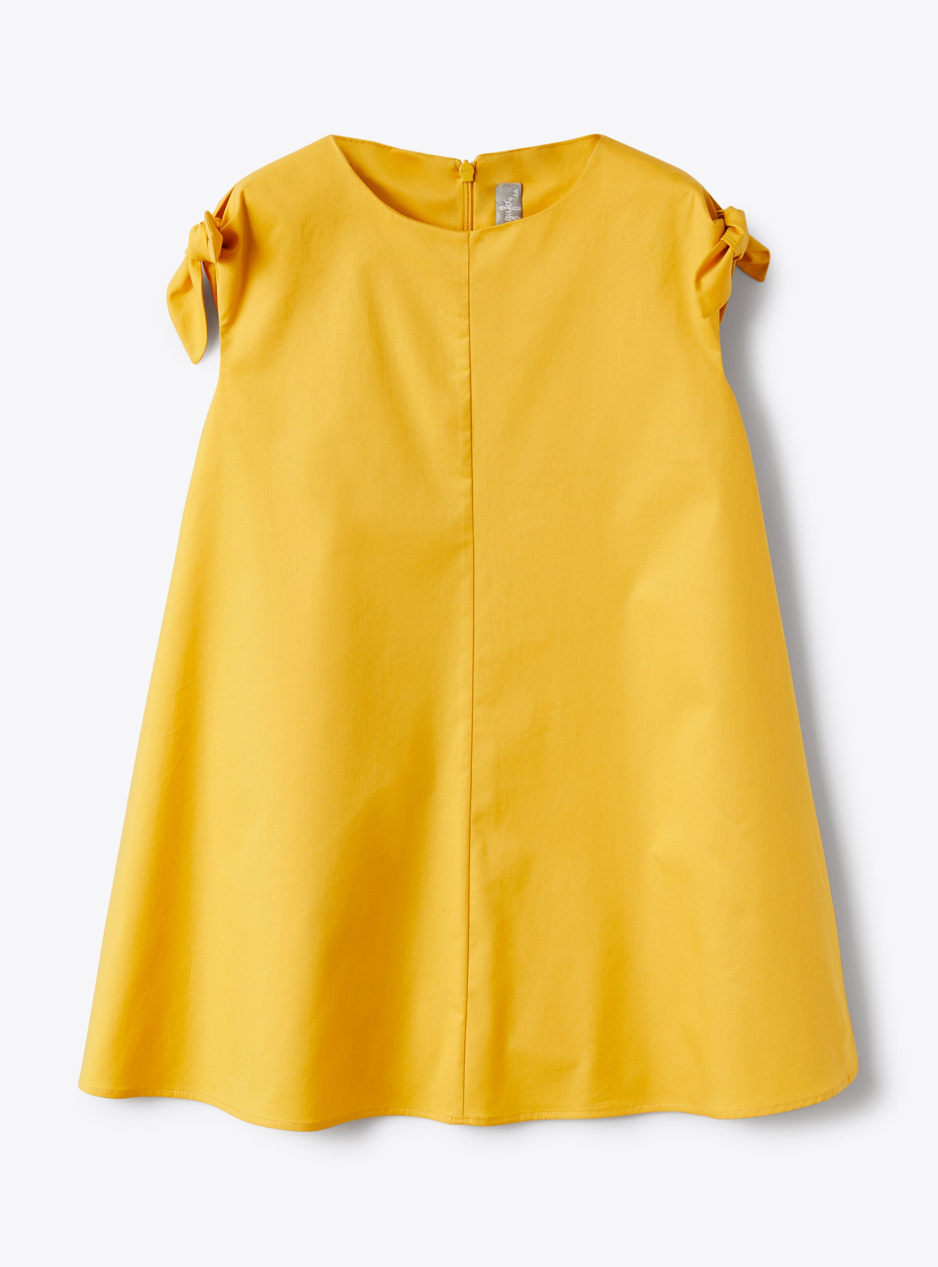 Dress in stretch poplin with bow embellishments in turmeric yellow - Dresses - Il Gufo
