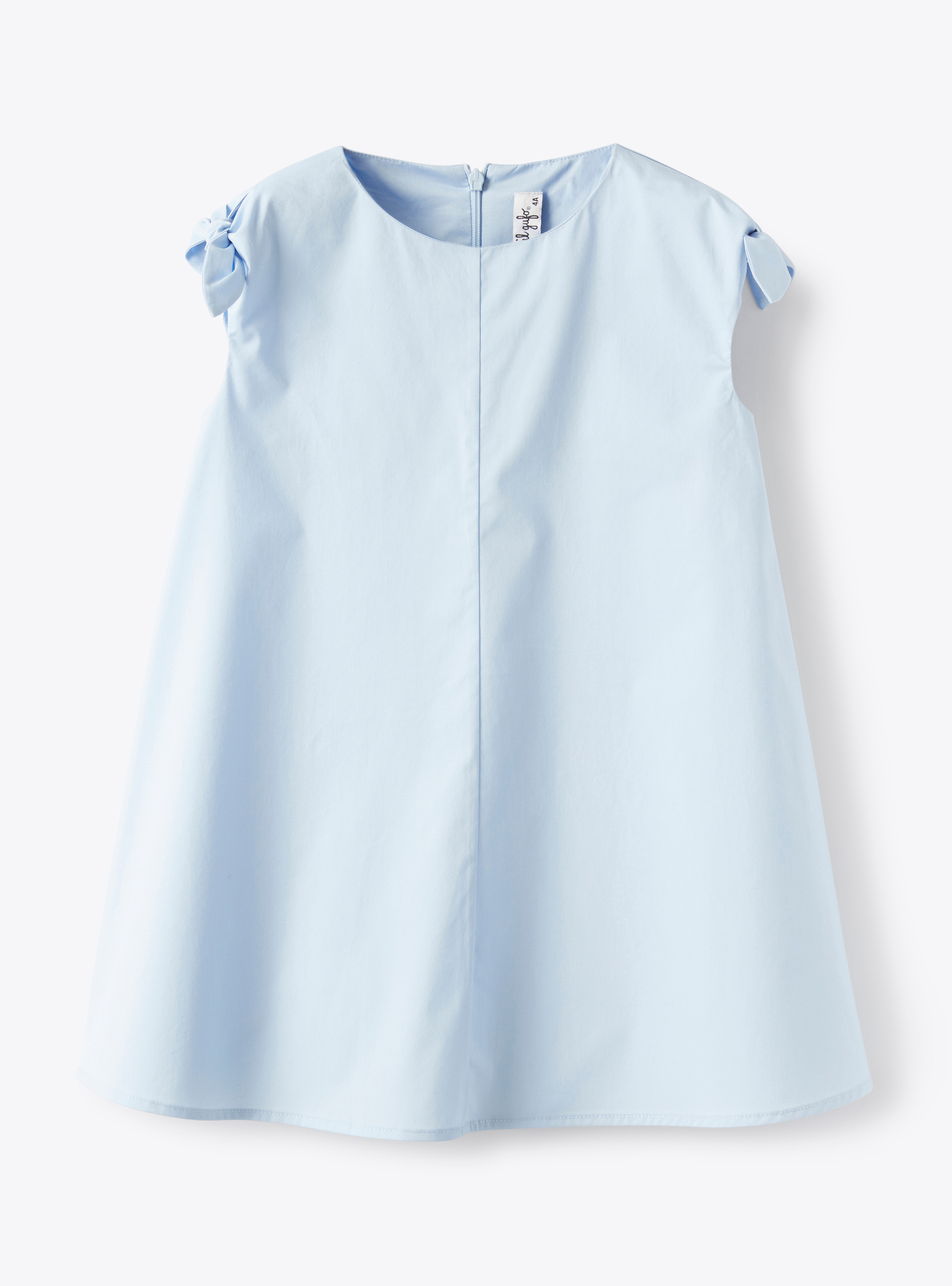 Kornblumenblaues Kleid aus Stretch-Popeline mit Schleifchen - Kleider - Il Gufo