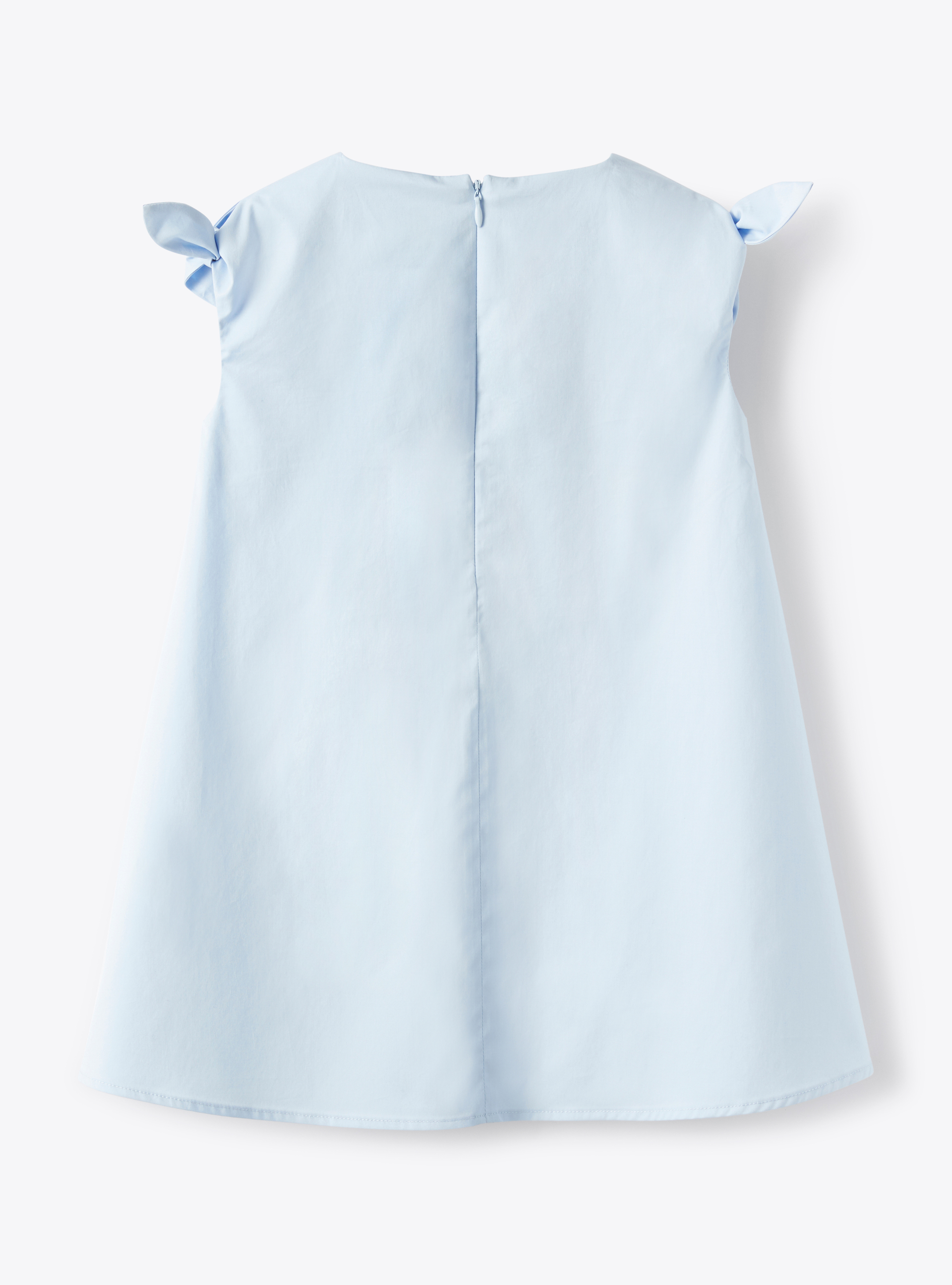 Robe en popeline stretch avec petits nœuds bleuet - Bleu clair | Il Gufo