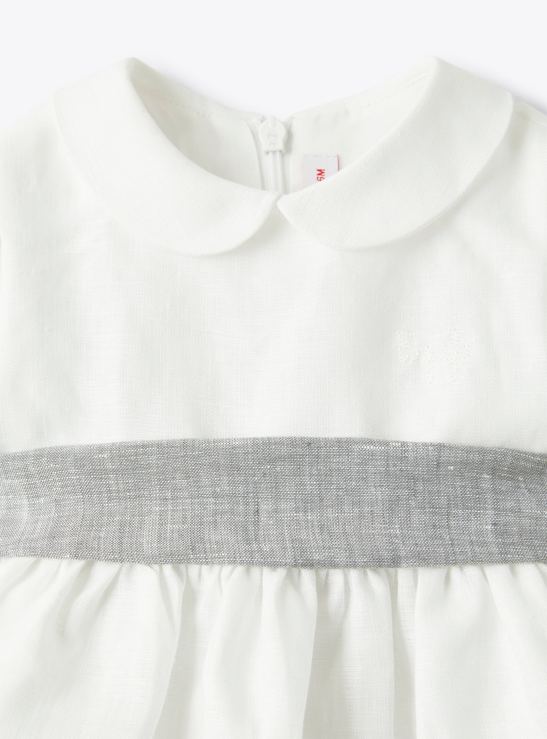 Vestito da neonata in lino - Bianco | Il Gufo