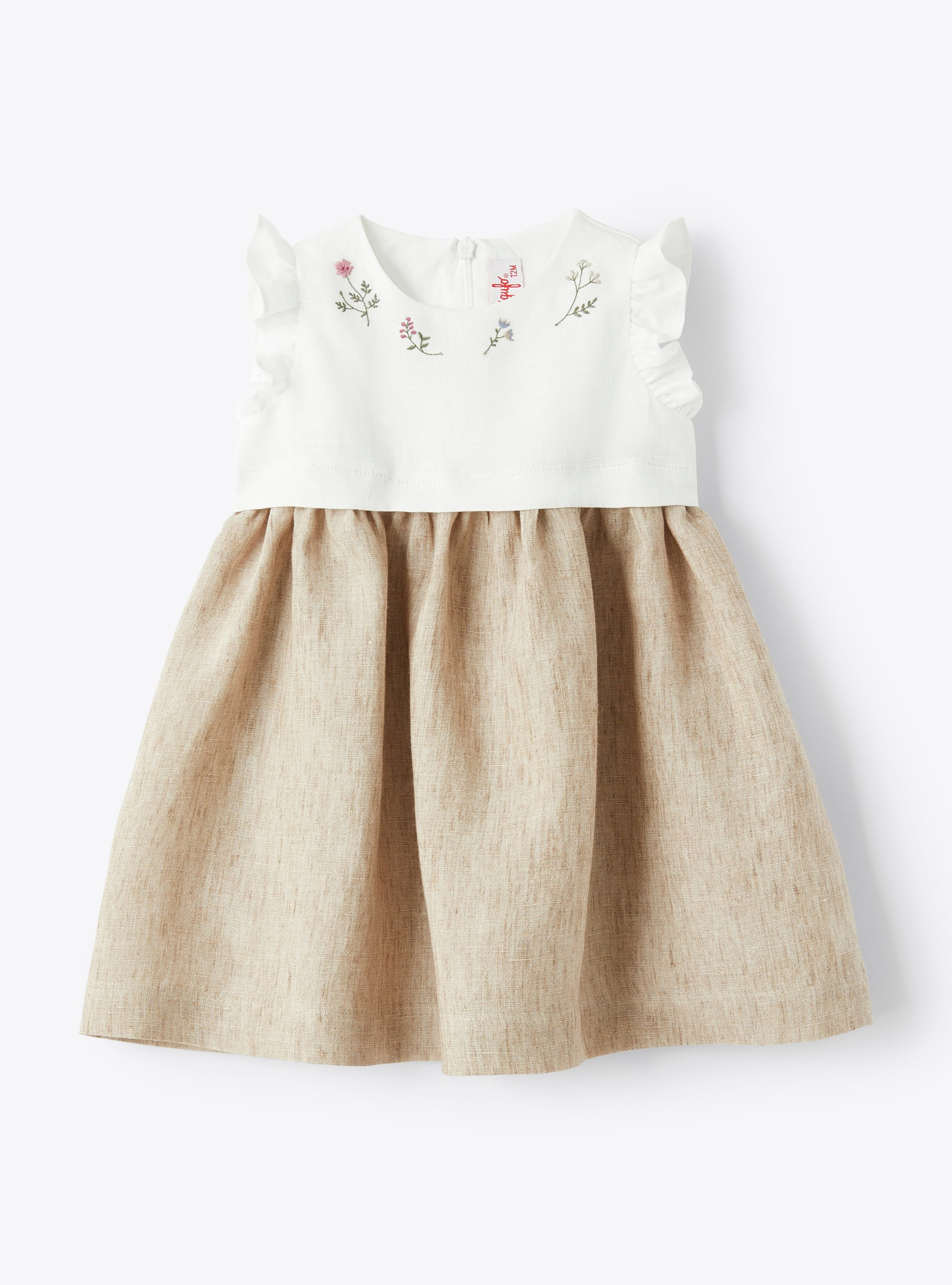 Dress for baby girls with embroidered floral detailing - White | Il Gufo