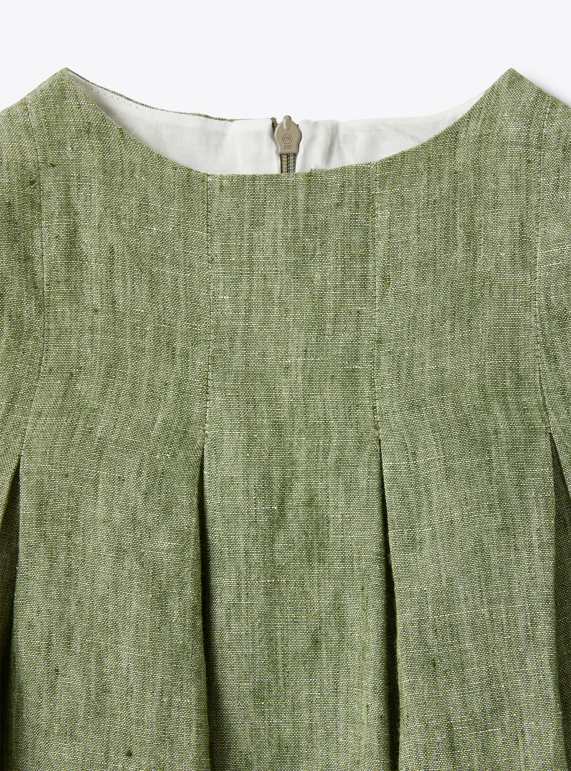 Dress in sage-green linen - Green | Il Gufo