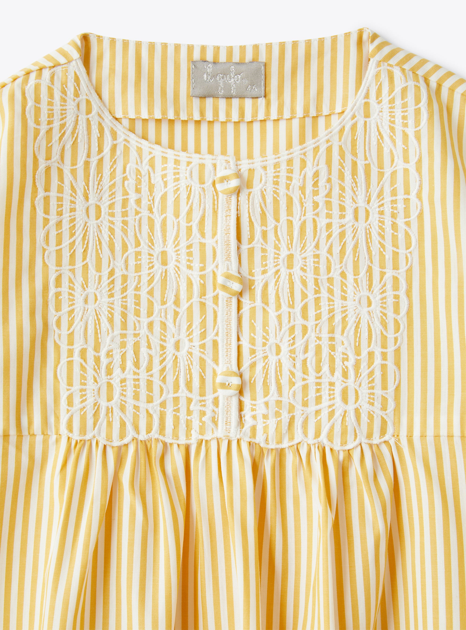 Dress with embroidered flowers - Yellow | Il Gufo