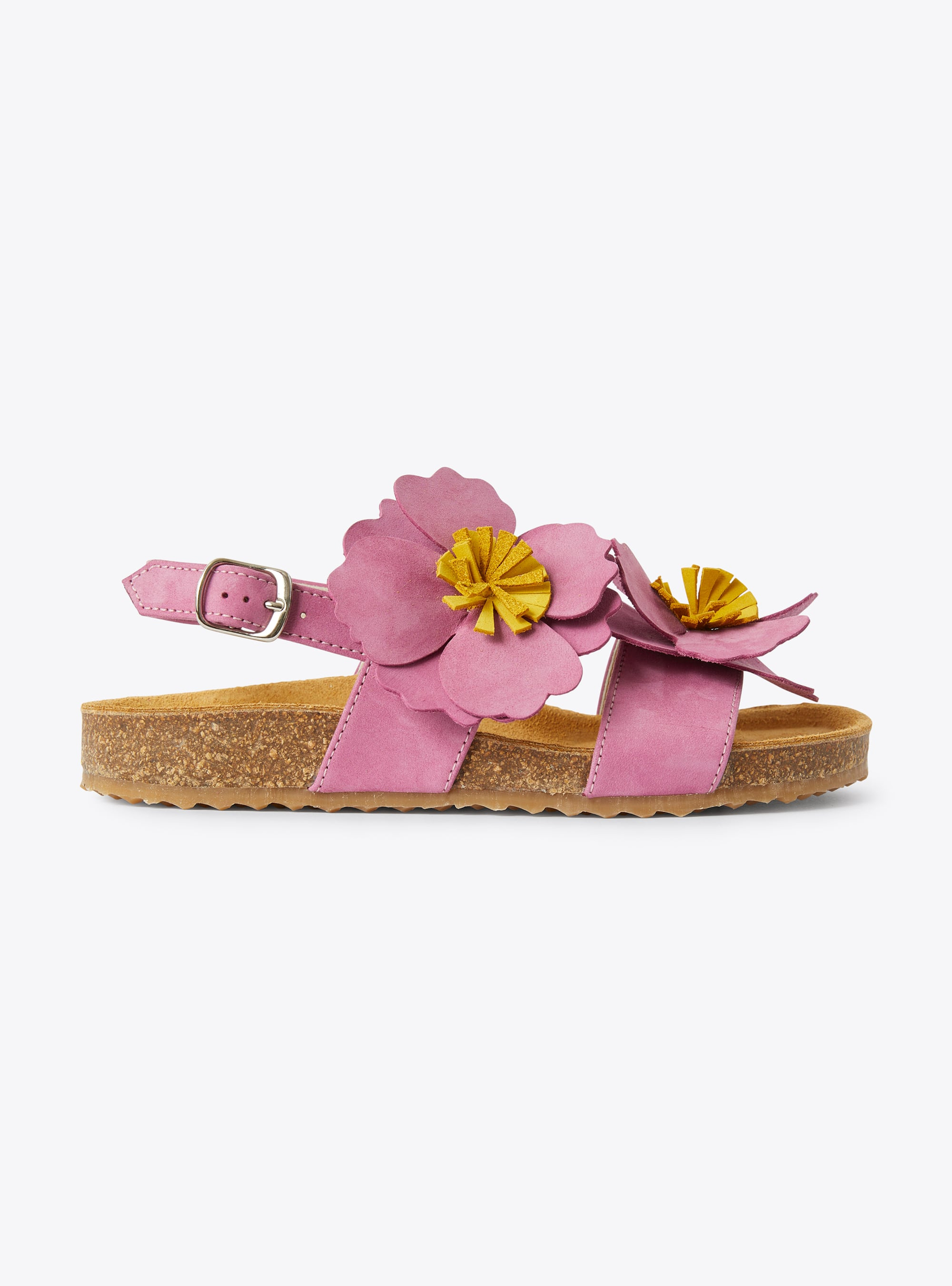 Nubuck sandal with flower embellishment - Yellow | Il Gufo