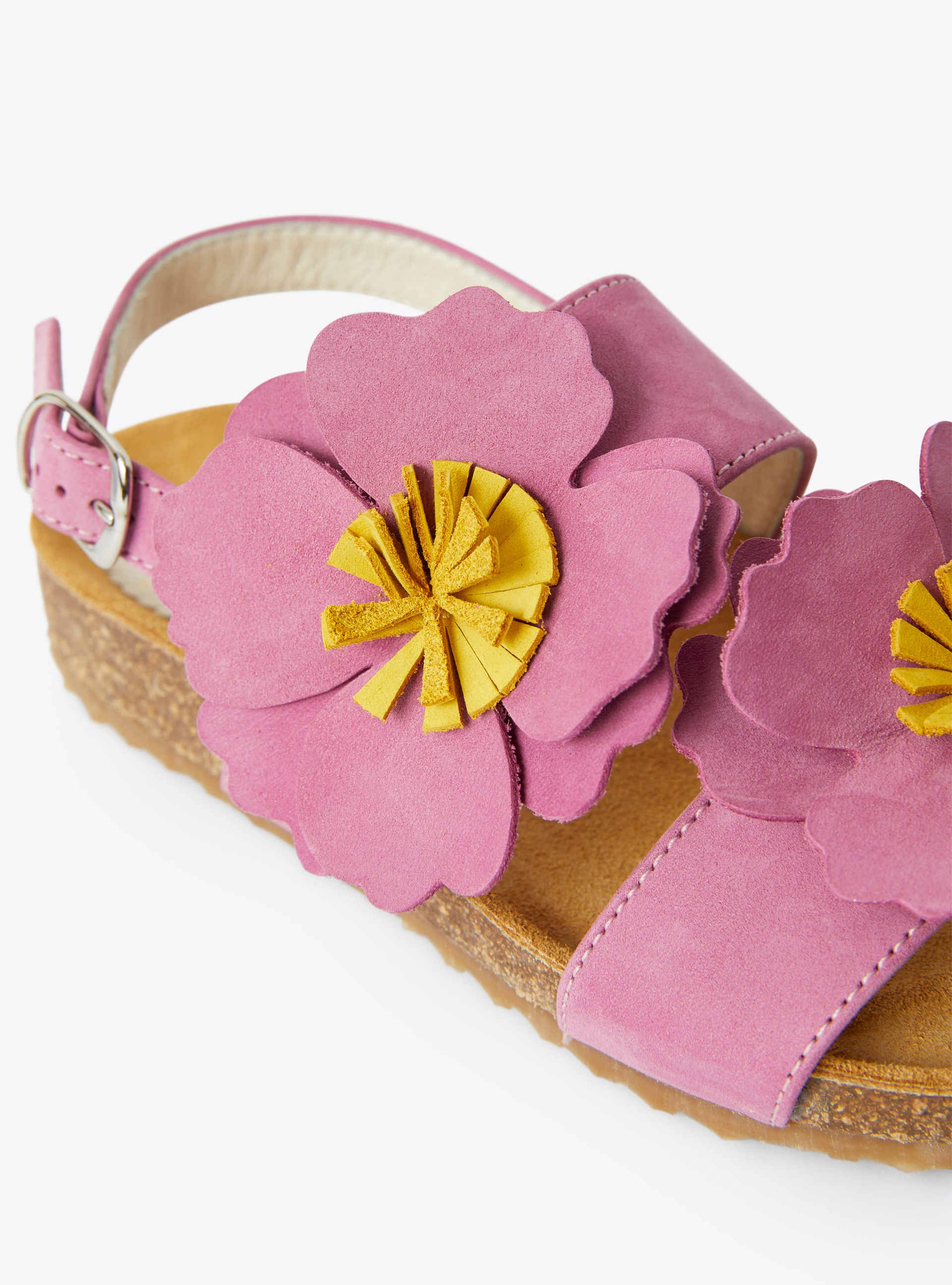 Nubuck sandal with flower embellishment - Yellow | Il Gufo