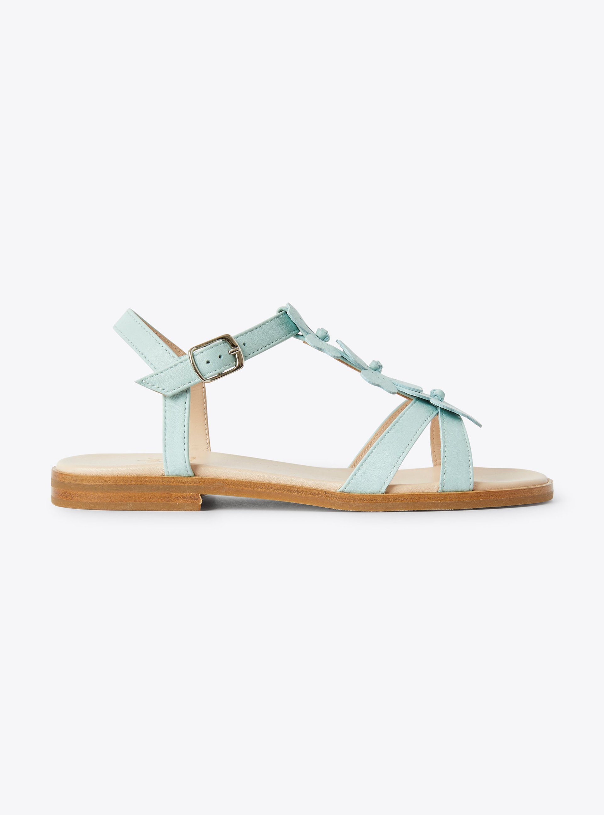 Sandales en cuir avec fleurs couleur eau - Marrone | Il Gufo