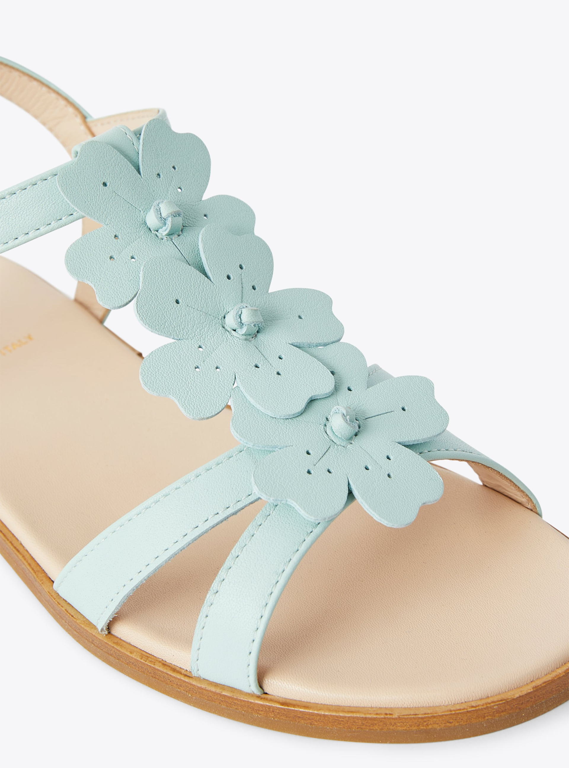 Sandales en cuir avec fleurs couleur eau - Marrone | Il Gufo