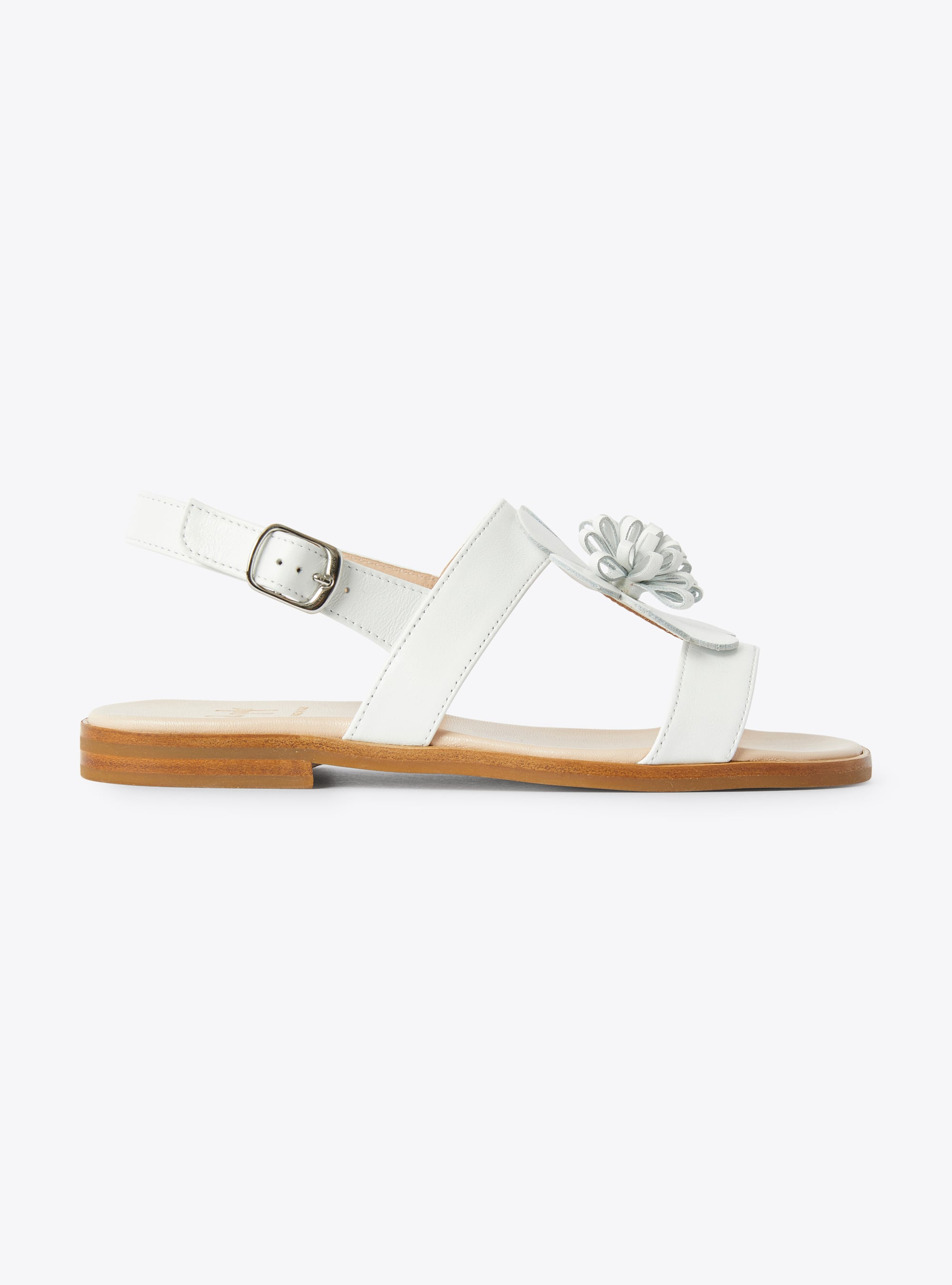 Leather sandal with flower embellishment - White | Il Gufo