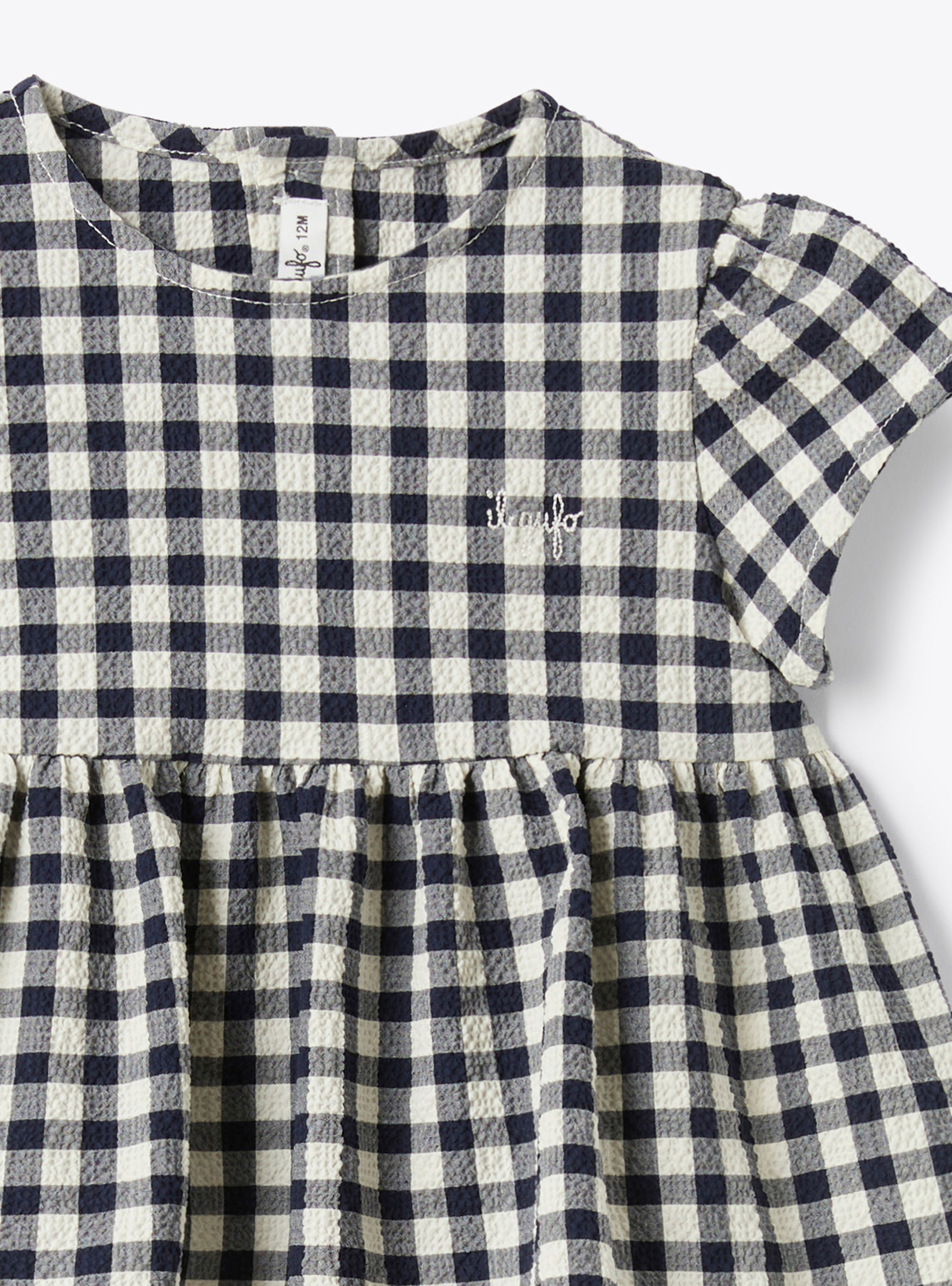 Top aus Vichy-Seersucker - Blau | Il Gufo