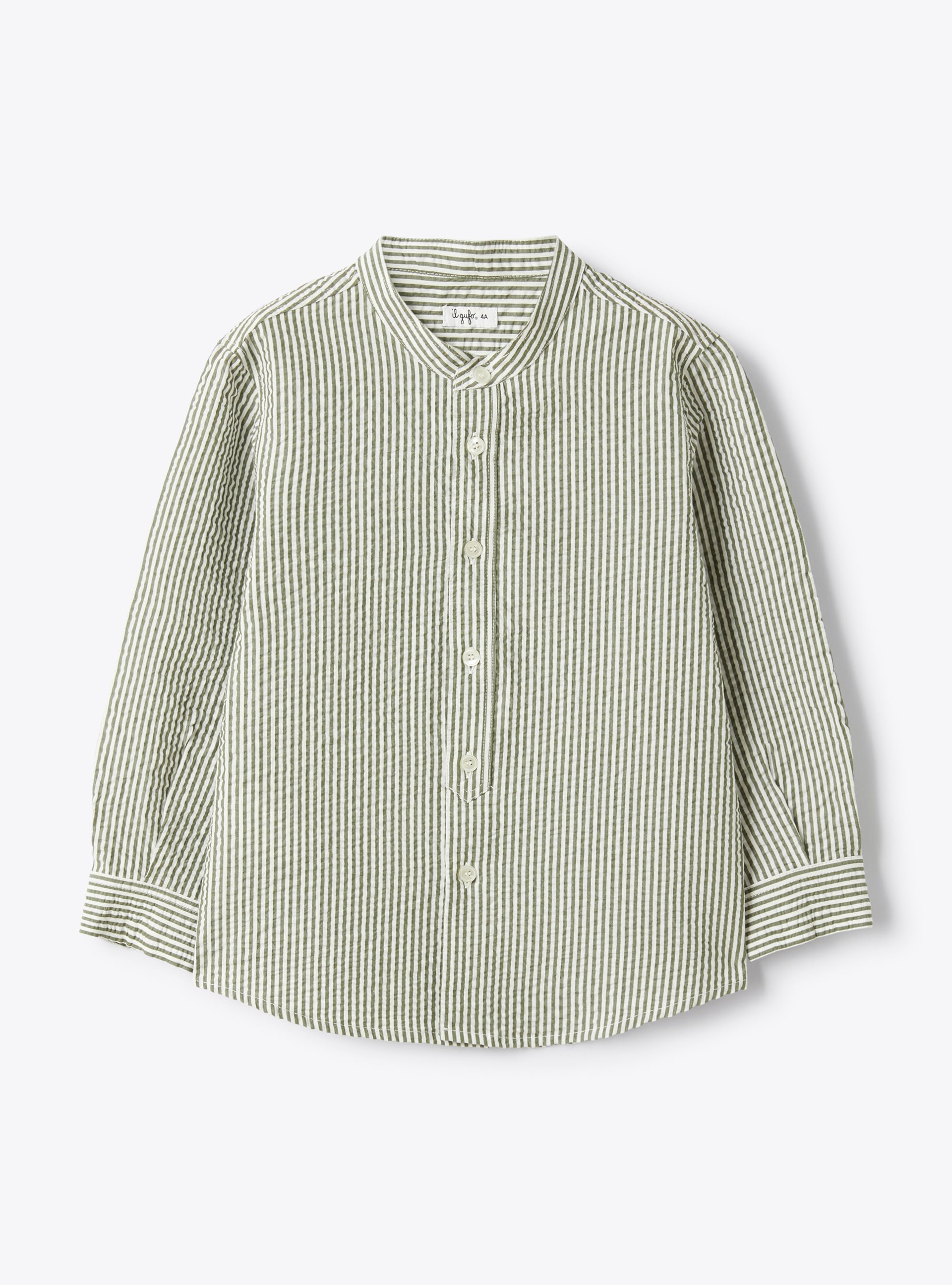 Korean collar shirt in seersucker - Shirts - Il Gufo