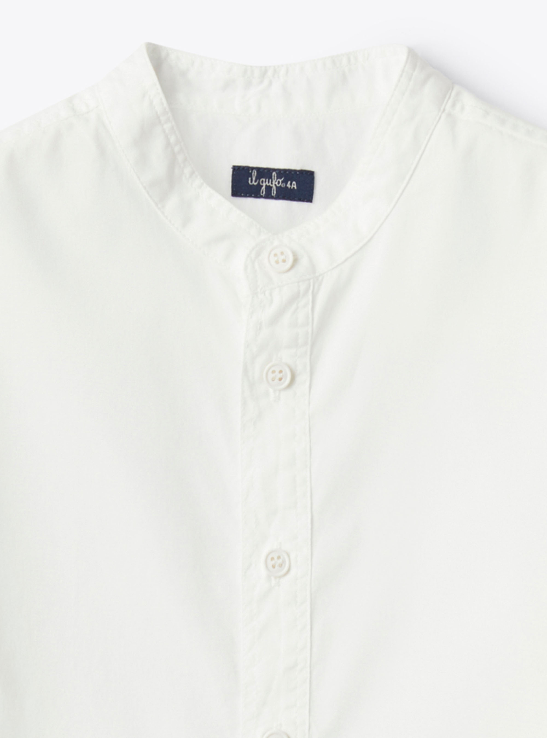 Korean collar shirt in poplin - White | Il Gufo