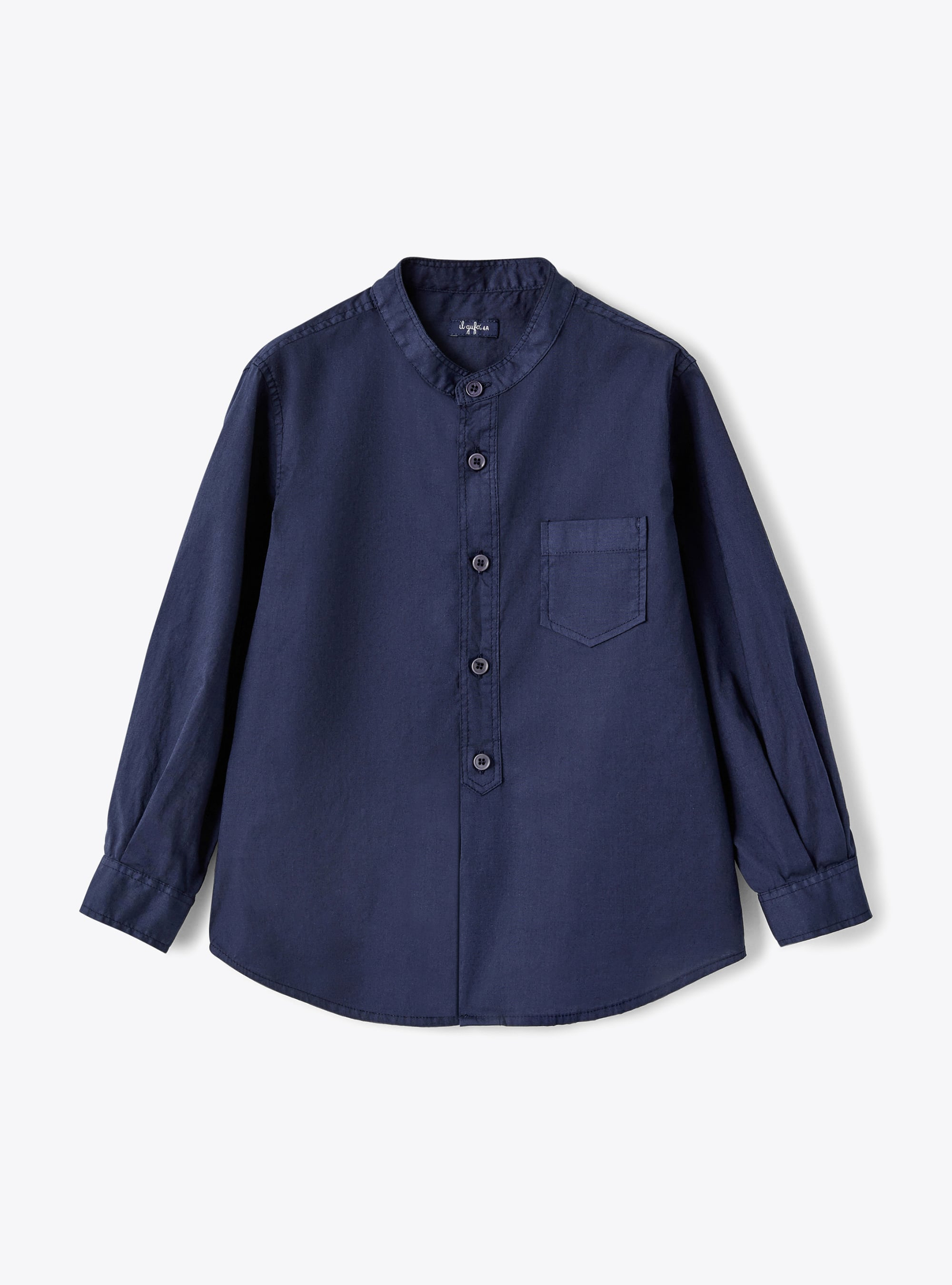 Korean collar shirt in poplin - Shirts - Il Gufo