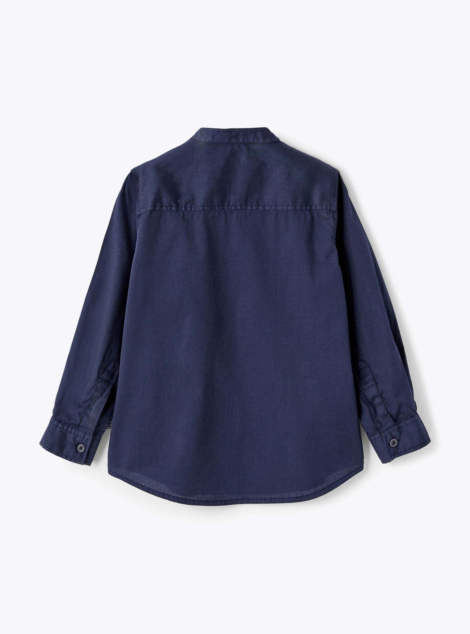 Camicia coreana in popeline - Blu | Il Gufo