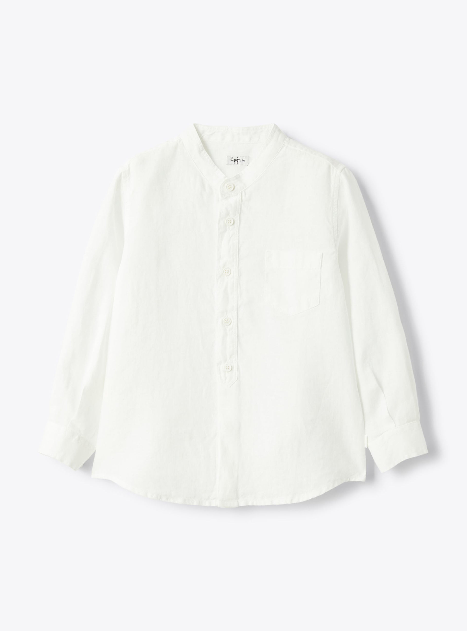 Korean collar shirt in linen - Shirts - Il Gufo