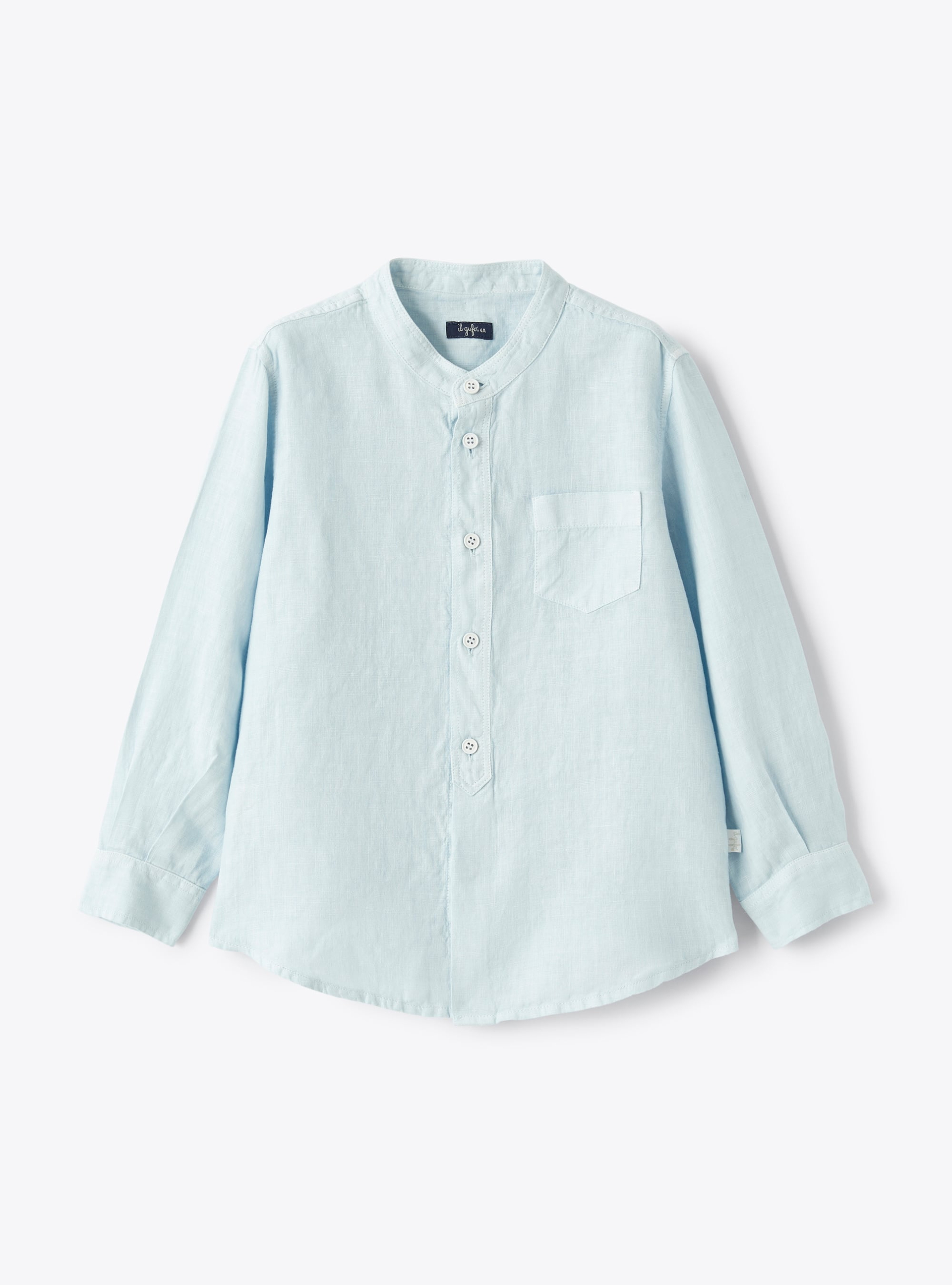 Korean collar shirt in linen - Shirts - Il Gufo