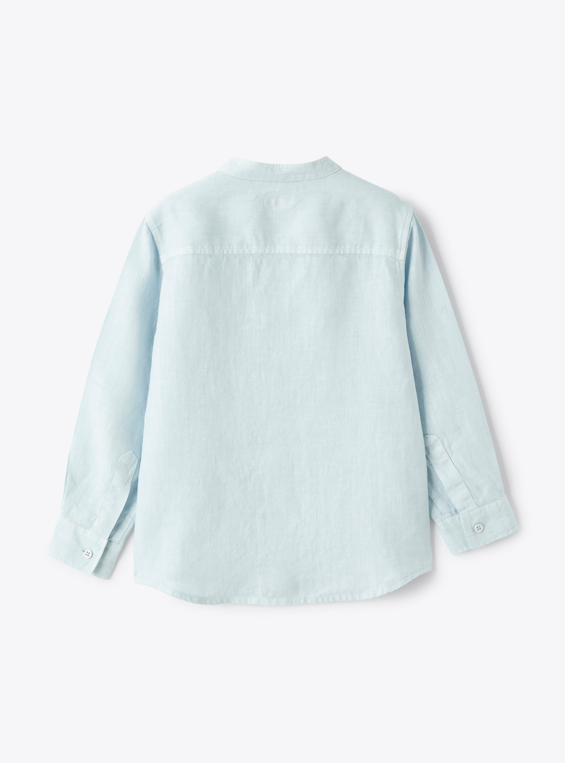 Korean collar shirt in linen - Light blue | Il Gufo