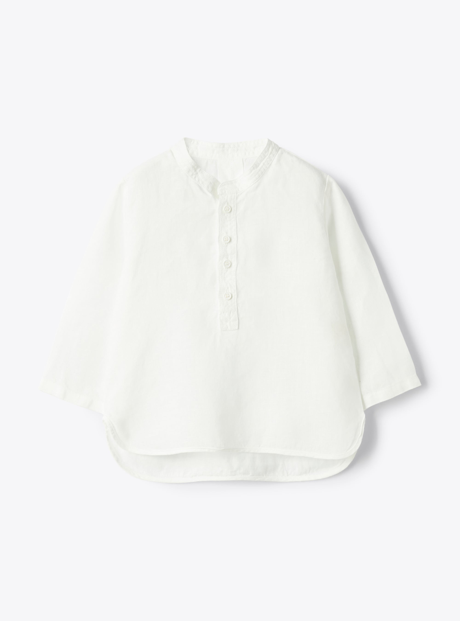 Korean collar shirt in linen - Shirts - Il Gufo