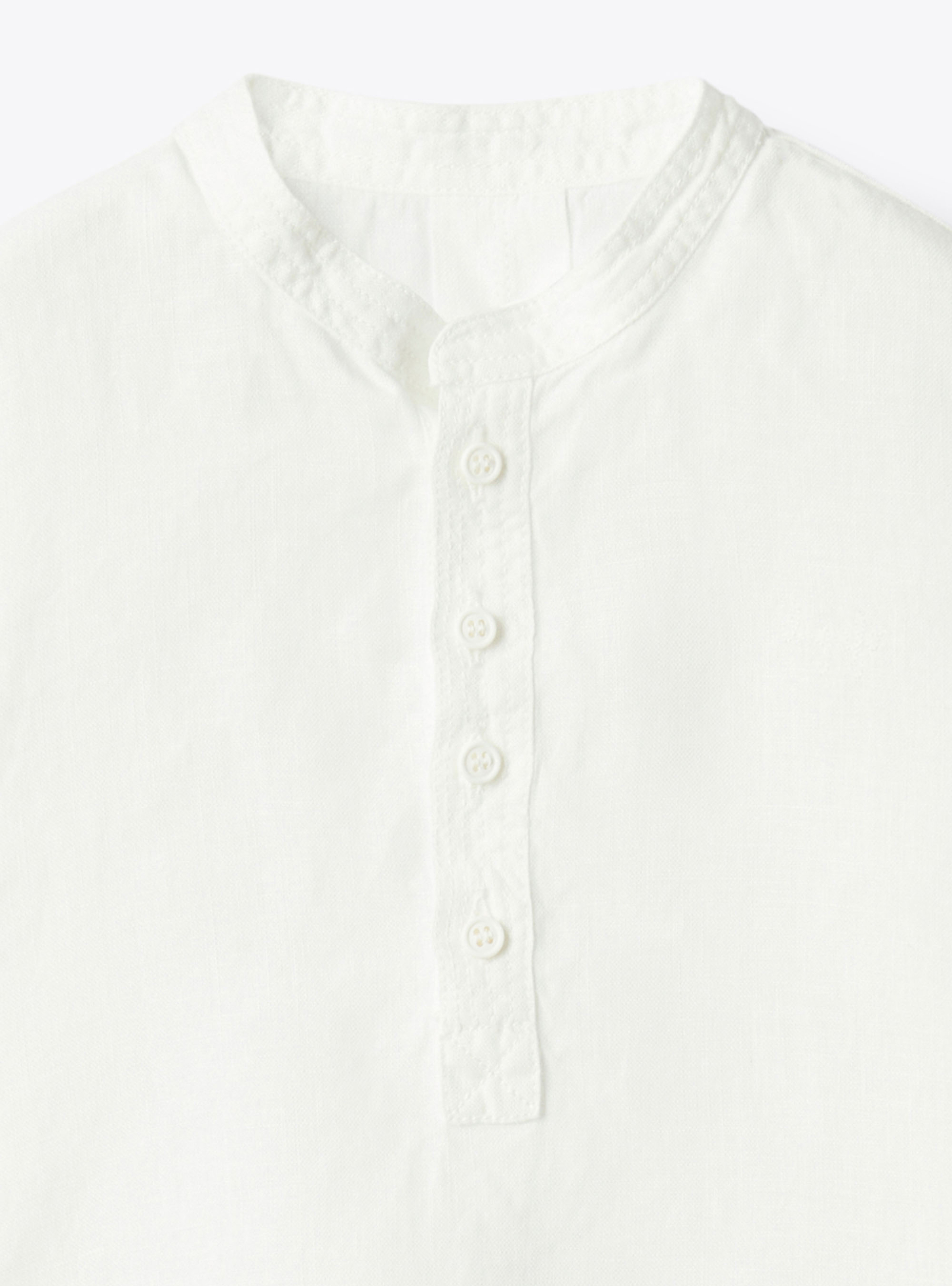 Korean collar shirt in linen - White | Il Gufo