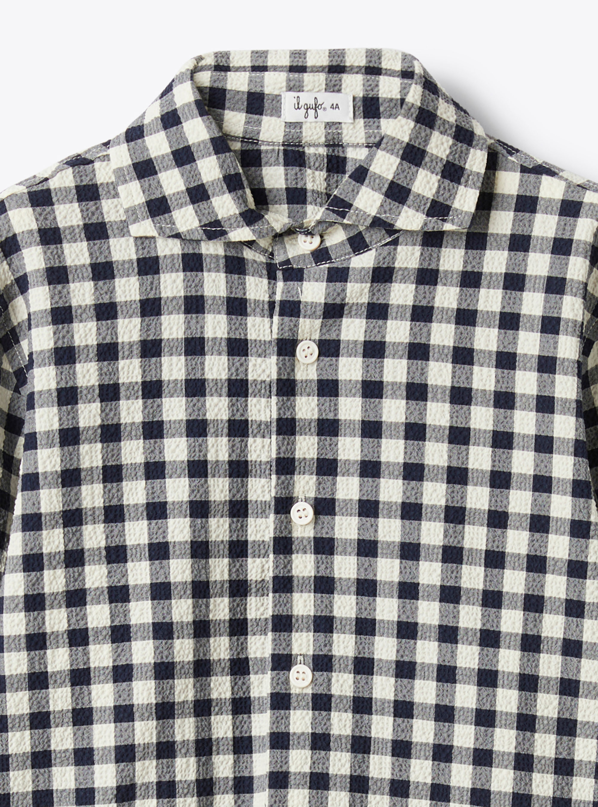 Gingham seersucker shirt - Blue | Il Gufo