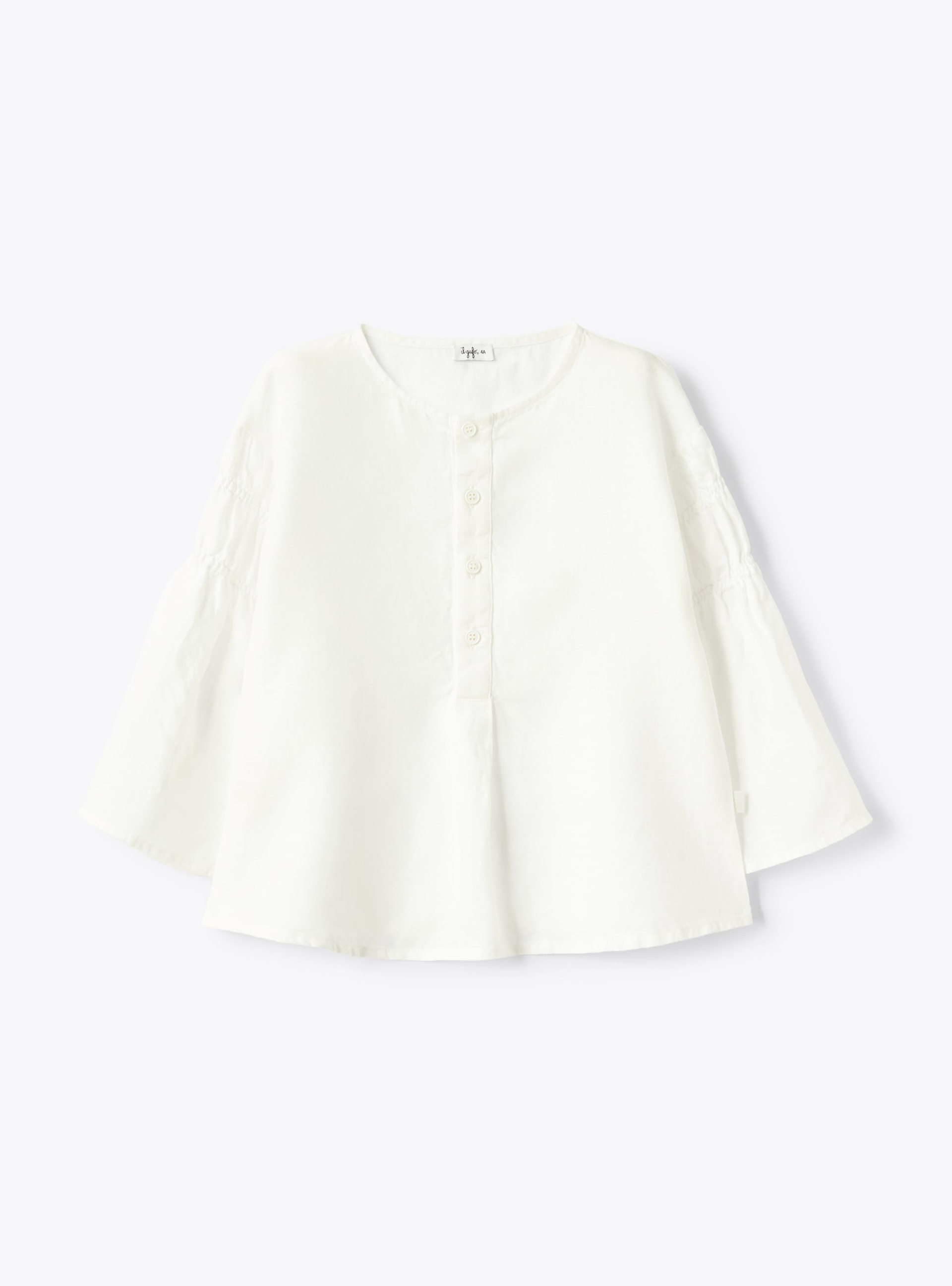 Blouse en lin avec fronces - Blanc | Il Gufo
