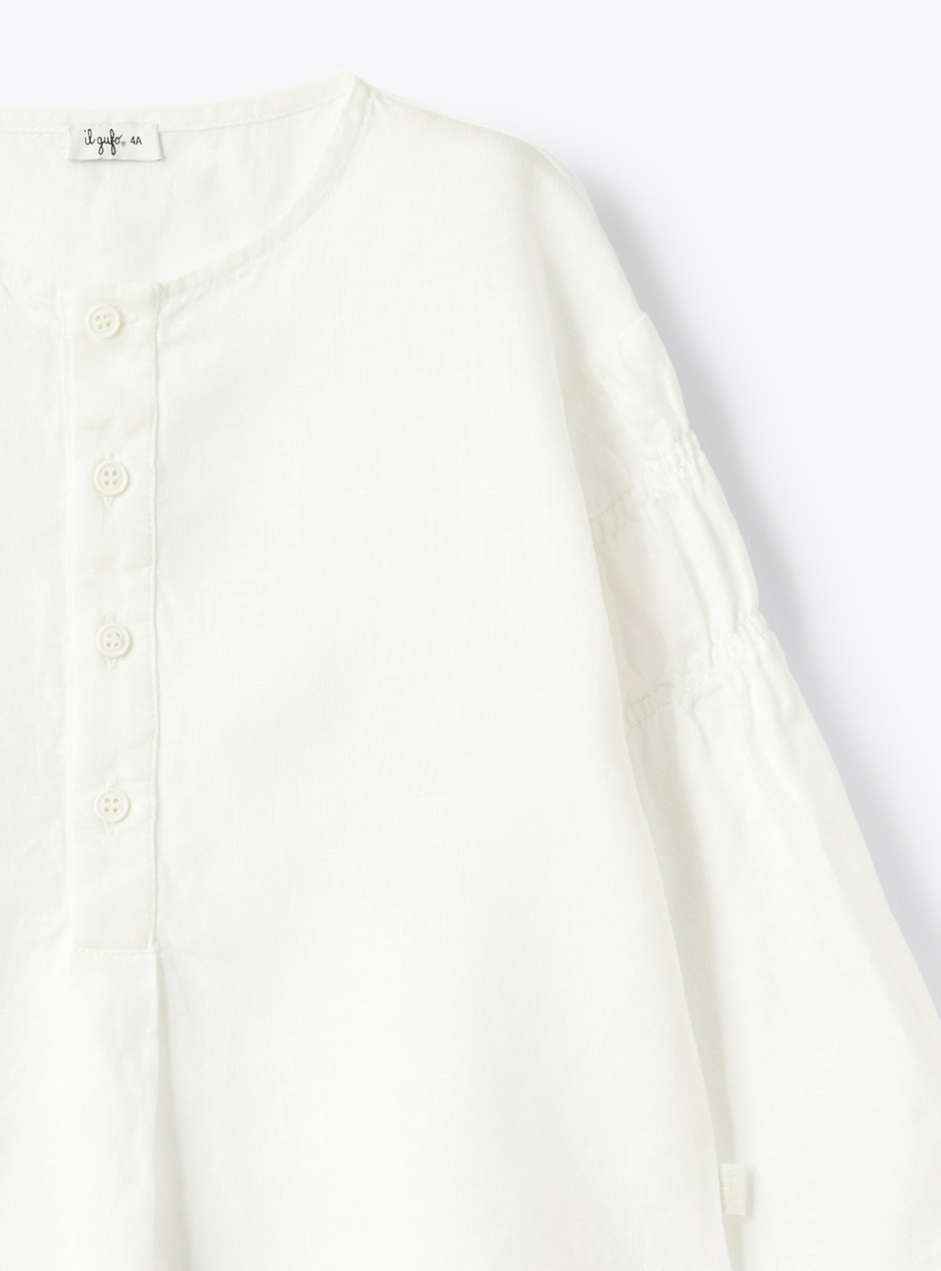 Blouse en lin avec fronces - Blanc | Il Gufo