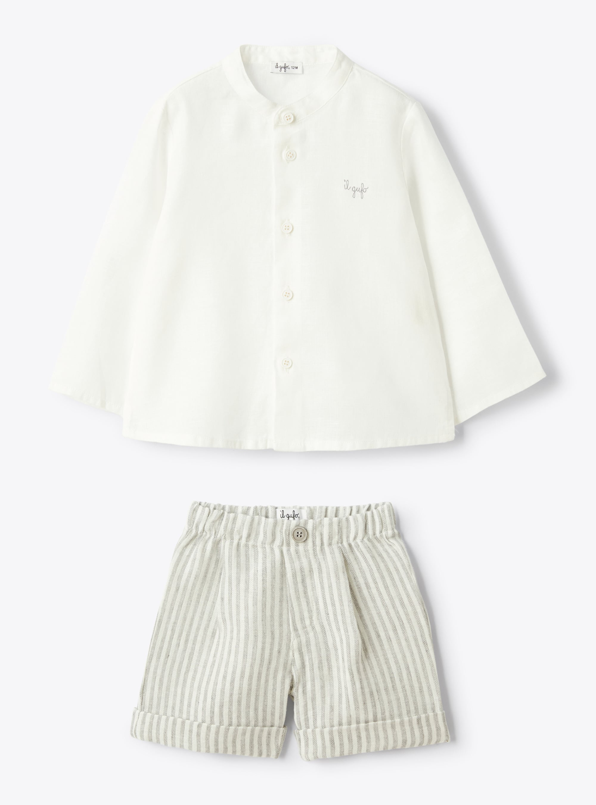 Two-piece linen set - Grey | Il Gufo