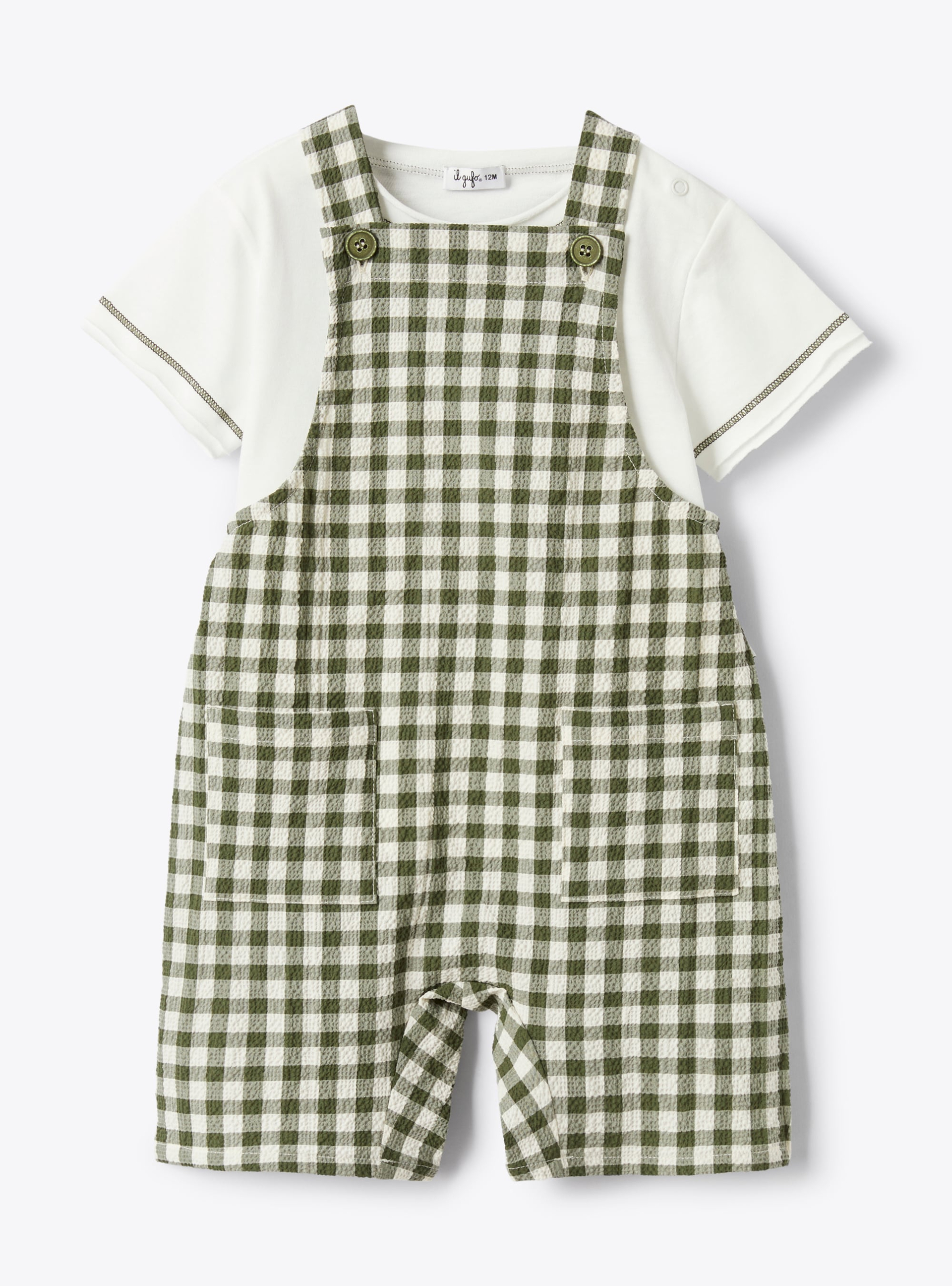 Dungaree outfit in jersey and seersucker - Two-piece sets - Il Gufo