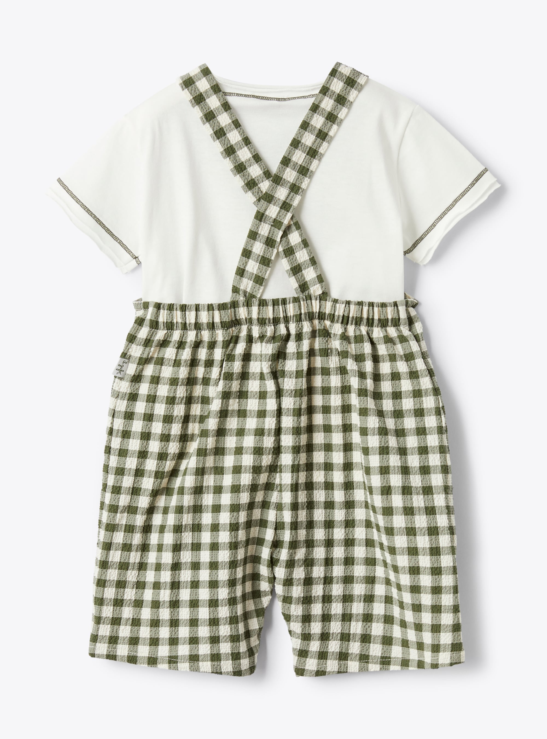 Dungaree outfit in jersey and seersucker - Green | Il Gufo