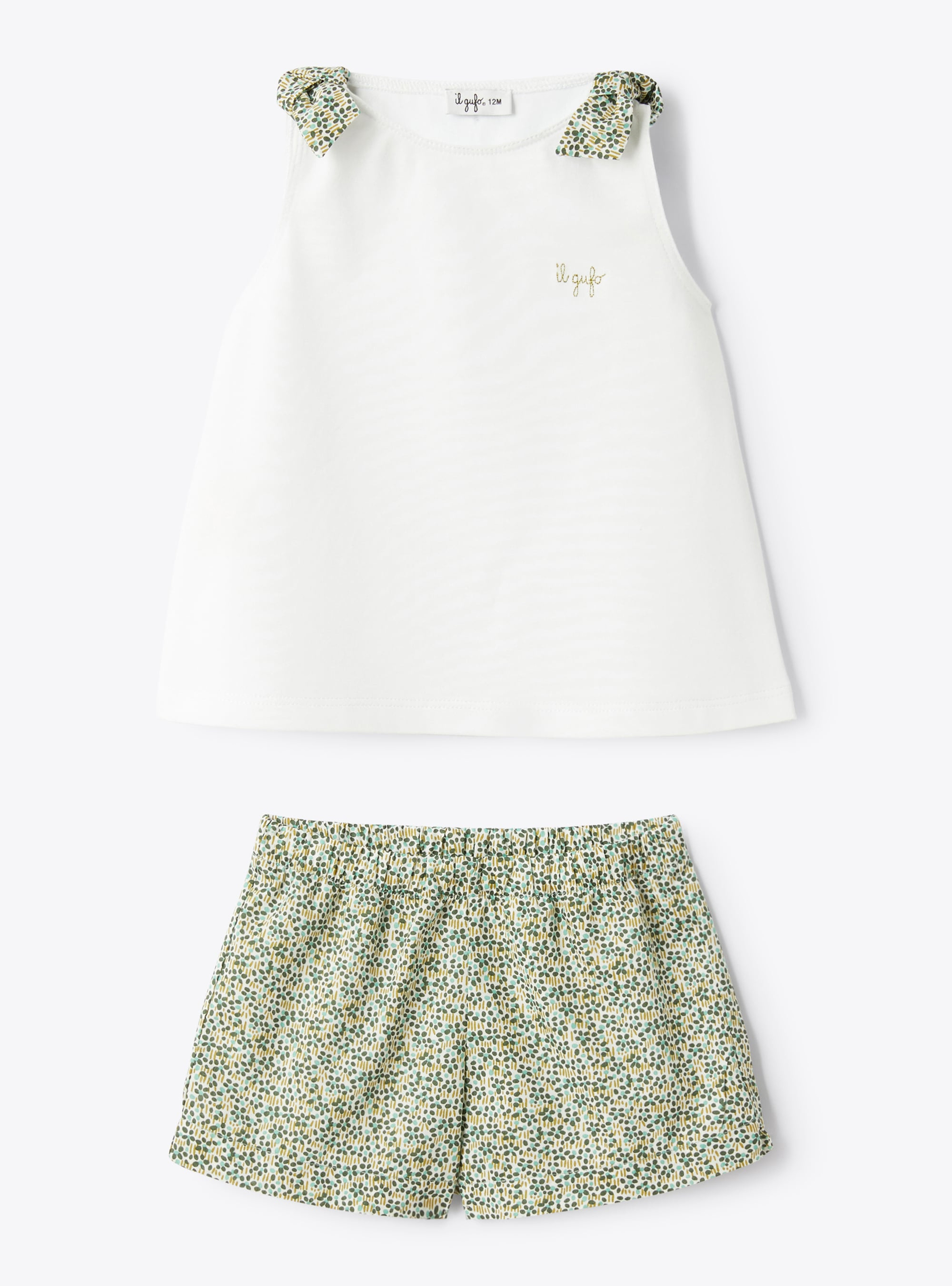 Two-piece set in jersey and Liberty Fabric - White | Il Gufo