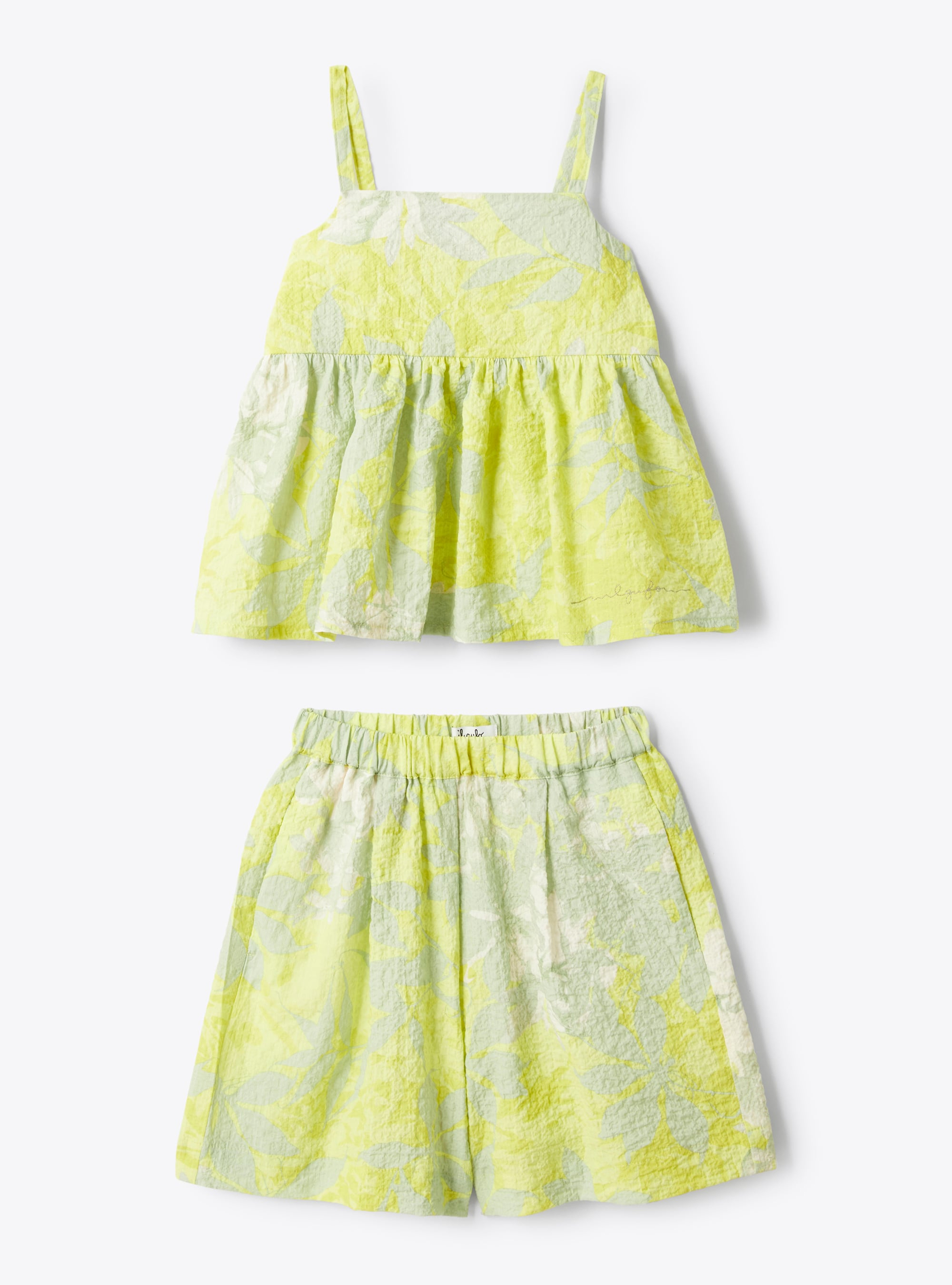Print seersucker set - Green | Il Gufo
