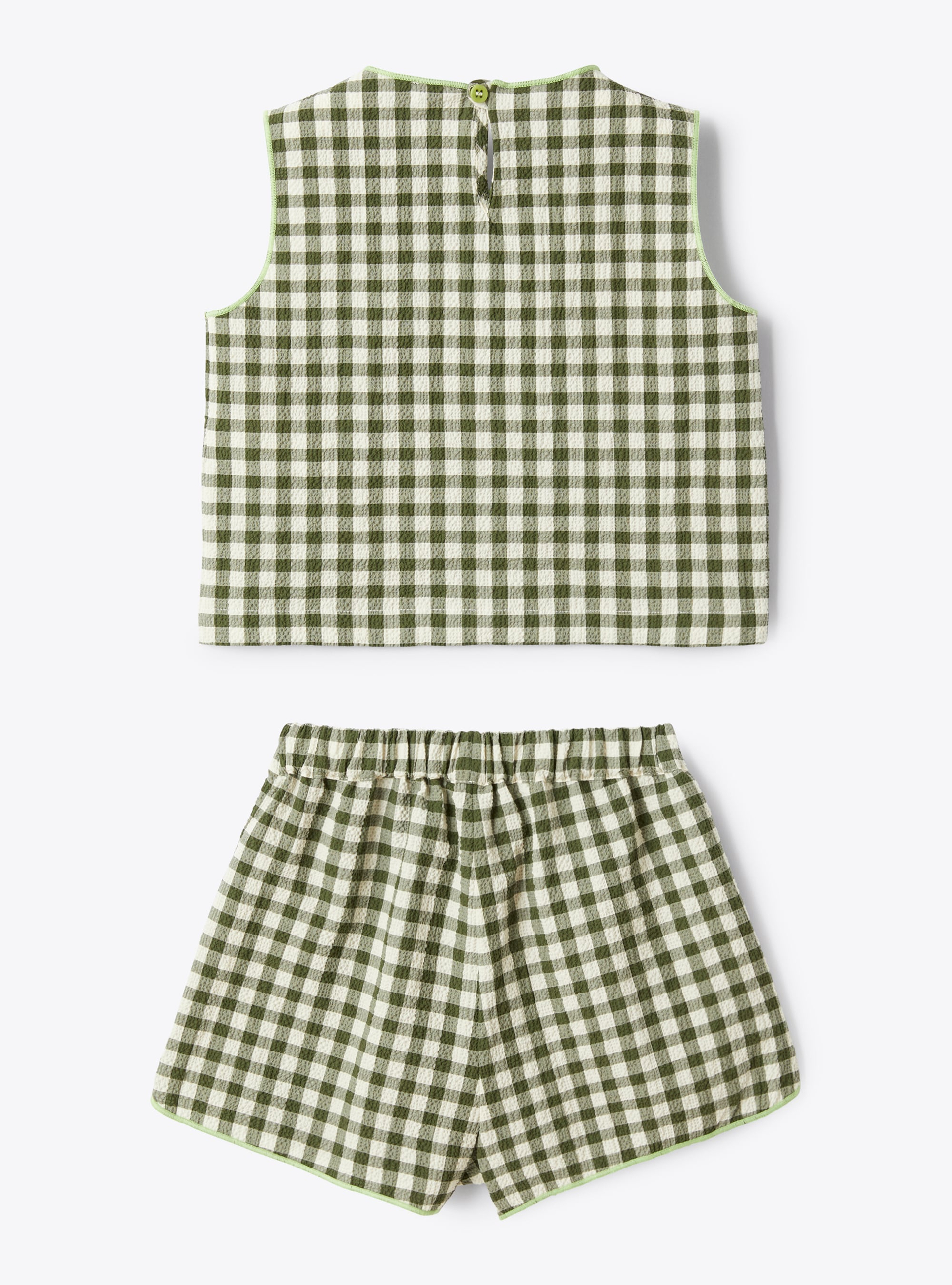 Gingham check seersucker set - Green | Il Gufo