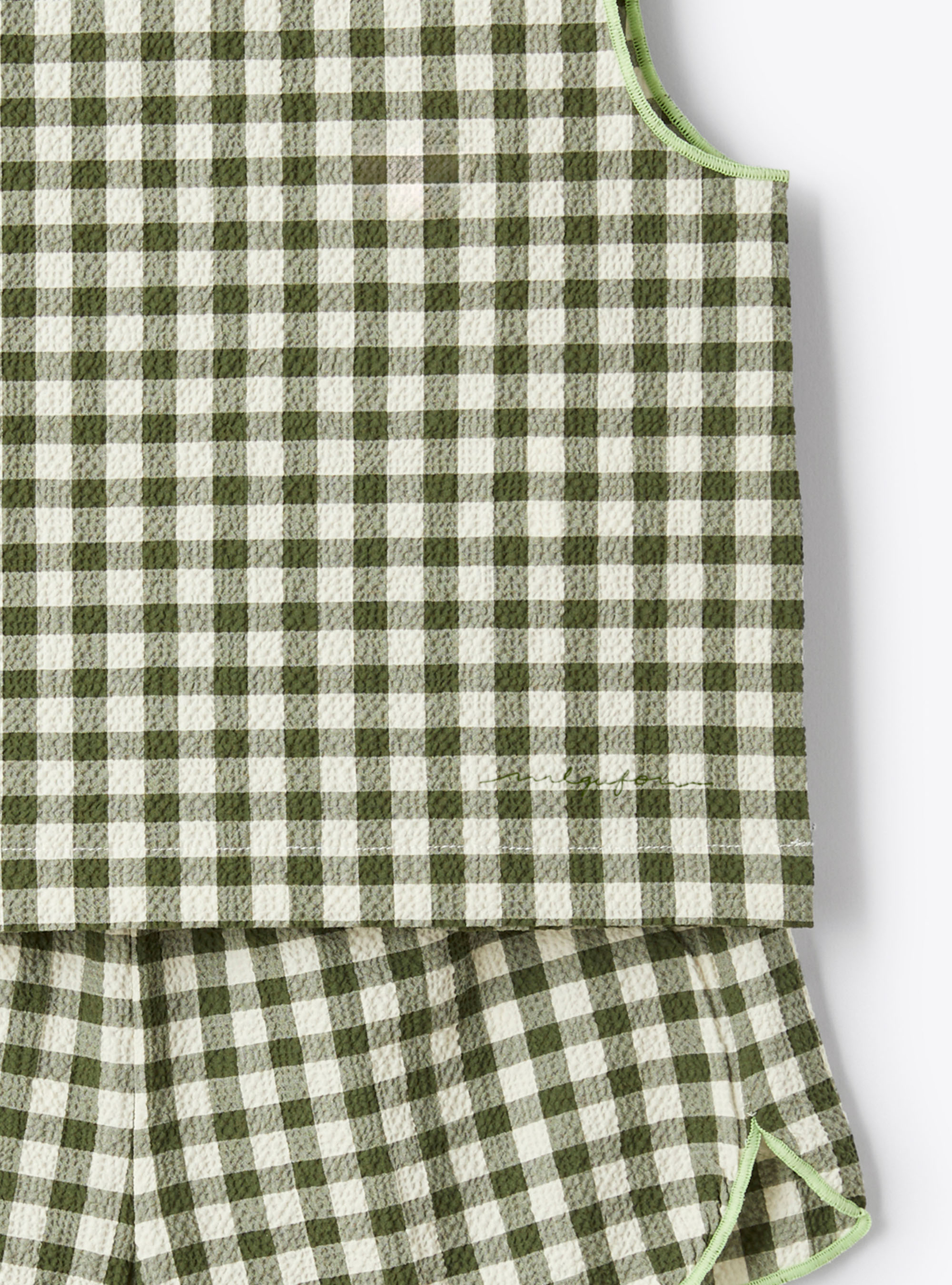 Gingham check seersucker set - Green | Il Gufo