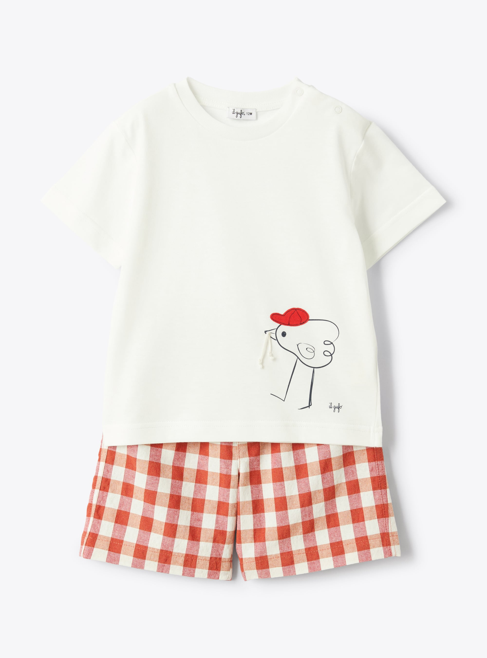 Baby-Set aus Baumwolljersey und Damier - Zweiteiliges Sets - Il Gufo